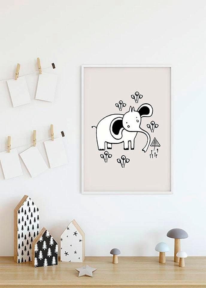 Komar Scribble Elephant Wandbild Bunt