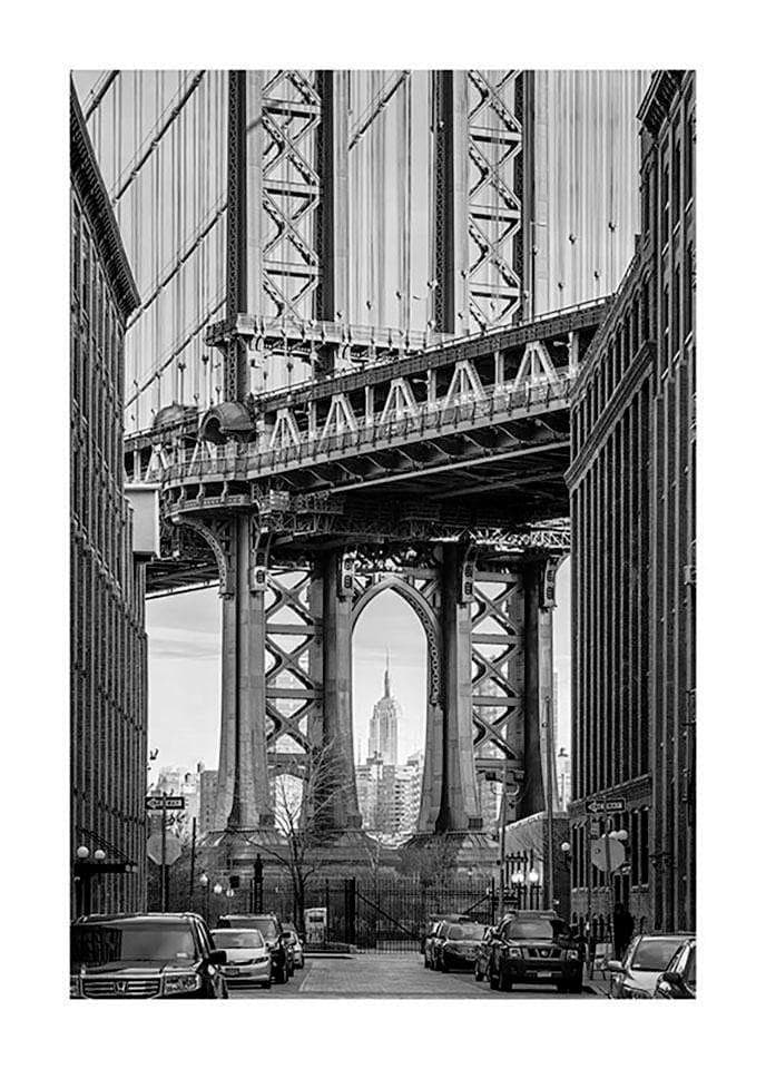 Komar Wandbild Brooklyn Bridge Schwarz-Weiß Modern Retro