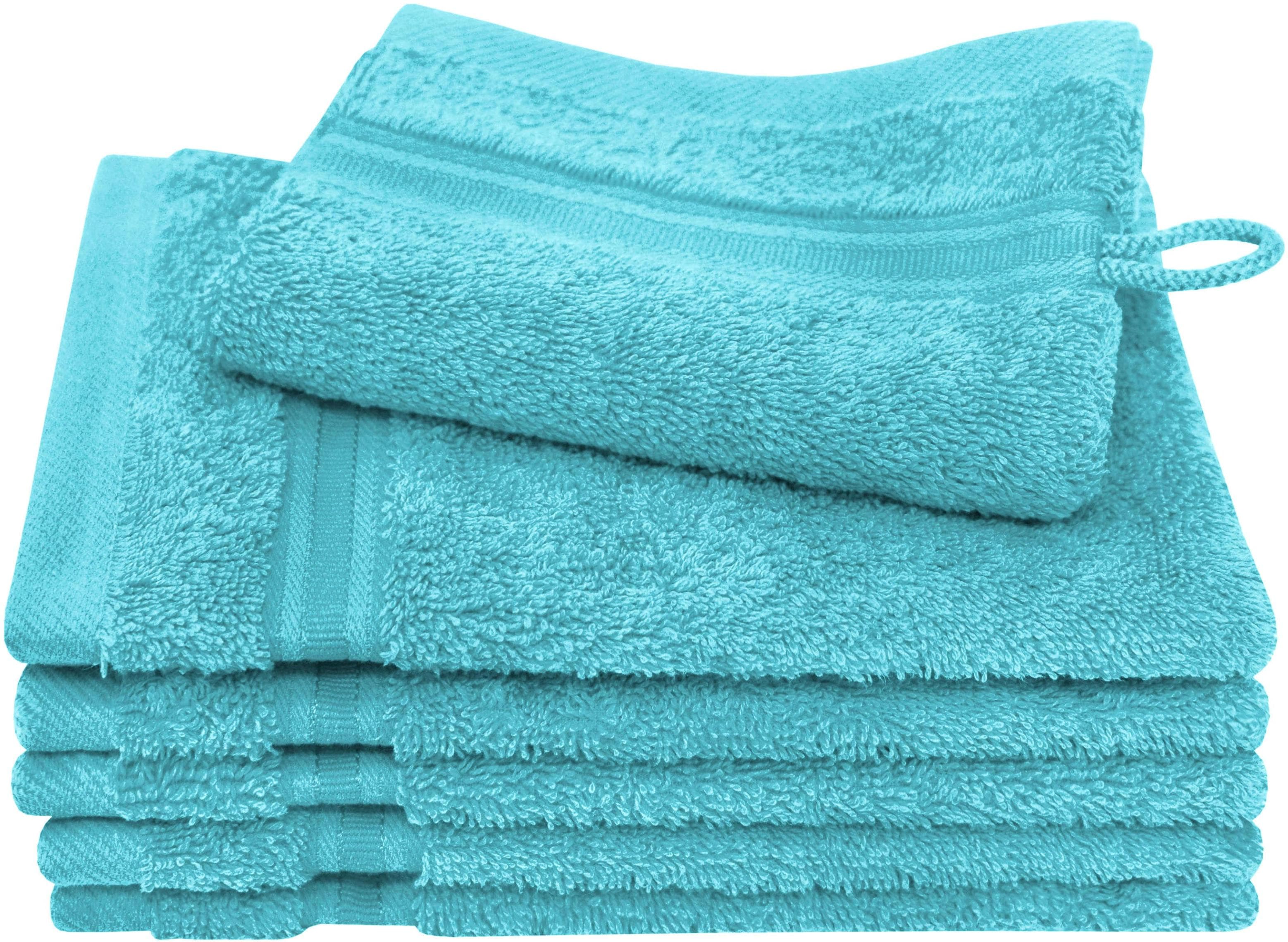 DYCKHOFF Siena Waschhandschuh Aqua Frottier mit Bordüre