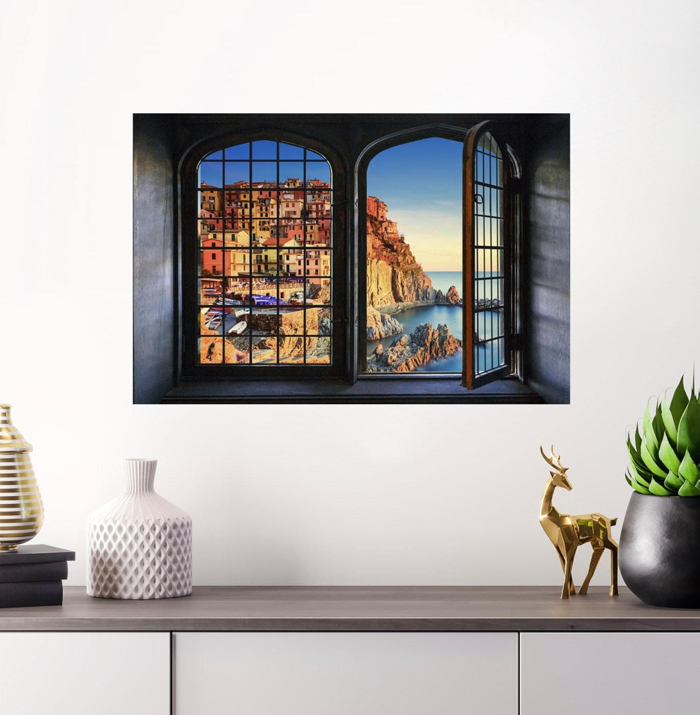 QUEENCE Wandsticker Italien Bunt 3D Fensterdurchbruch Vinyl