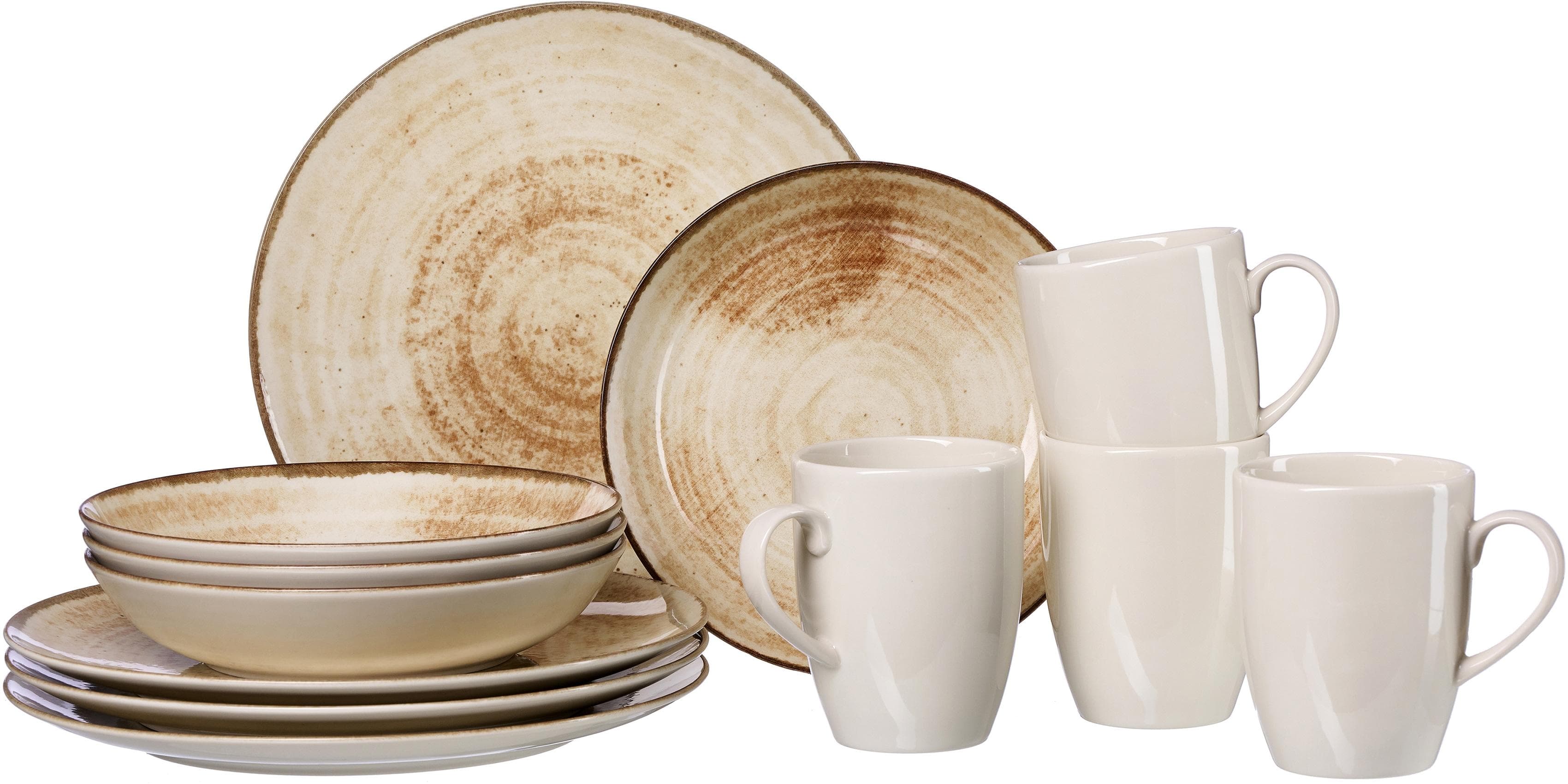 Kombiservice RITZENHOFF & BREKER Siena Geschirr-Set 12 Teile braun