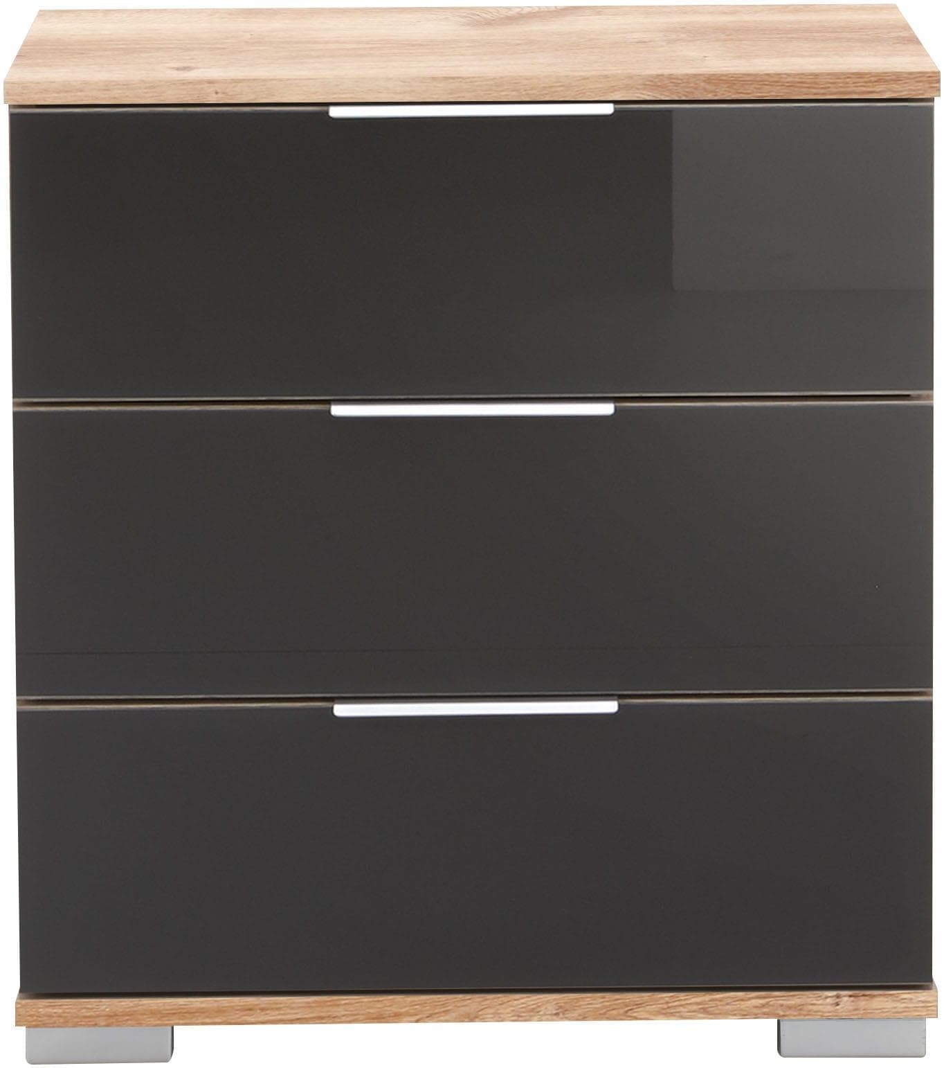 Wimex Nachtkonsole Easy Grau Glasfront 3 Schubladen