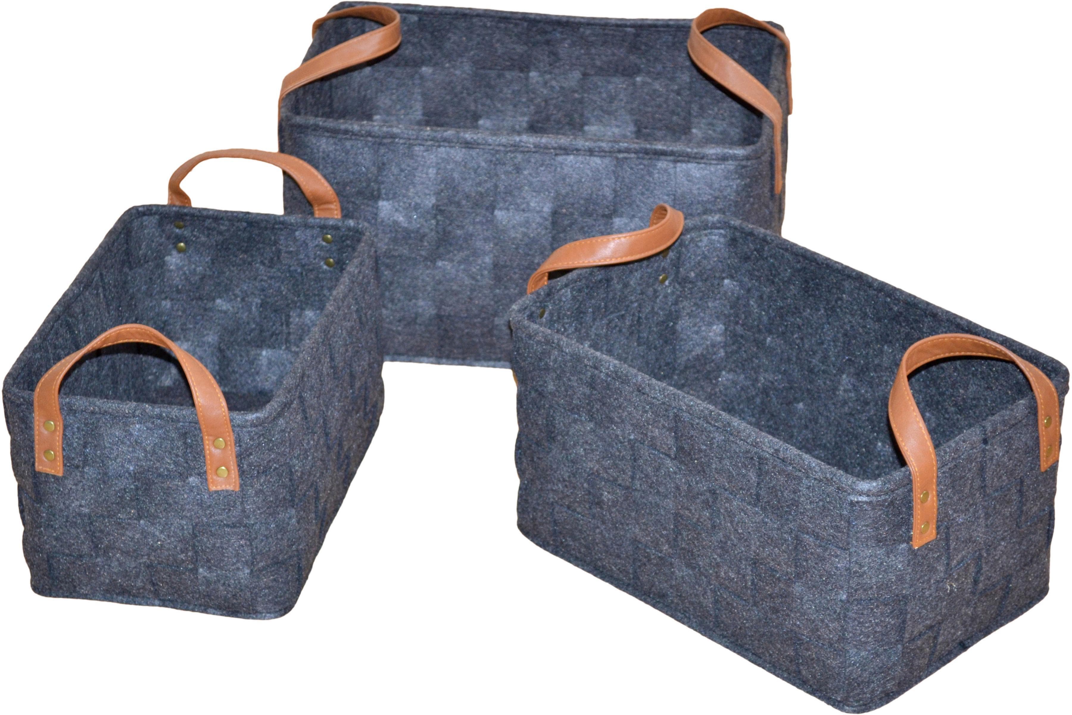 HOFMANN Organizer Set 3-teilig Grau Polyester Filzoptik