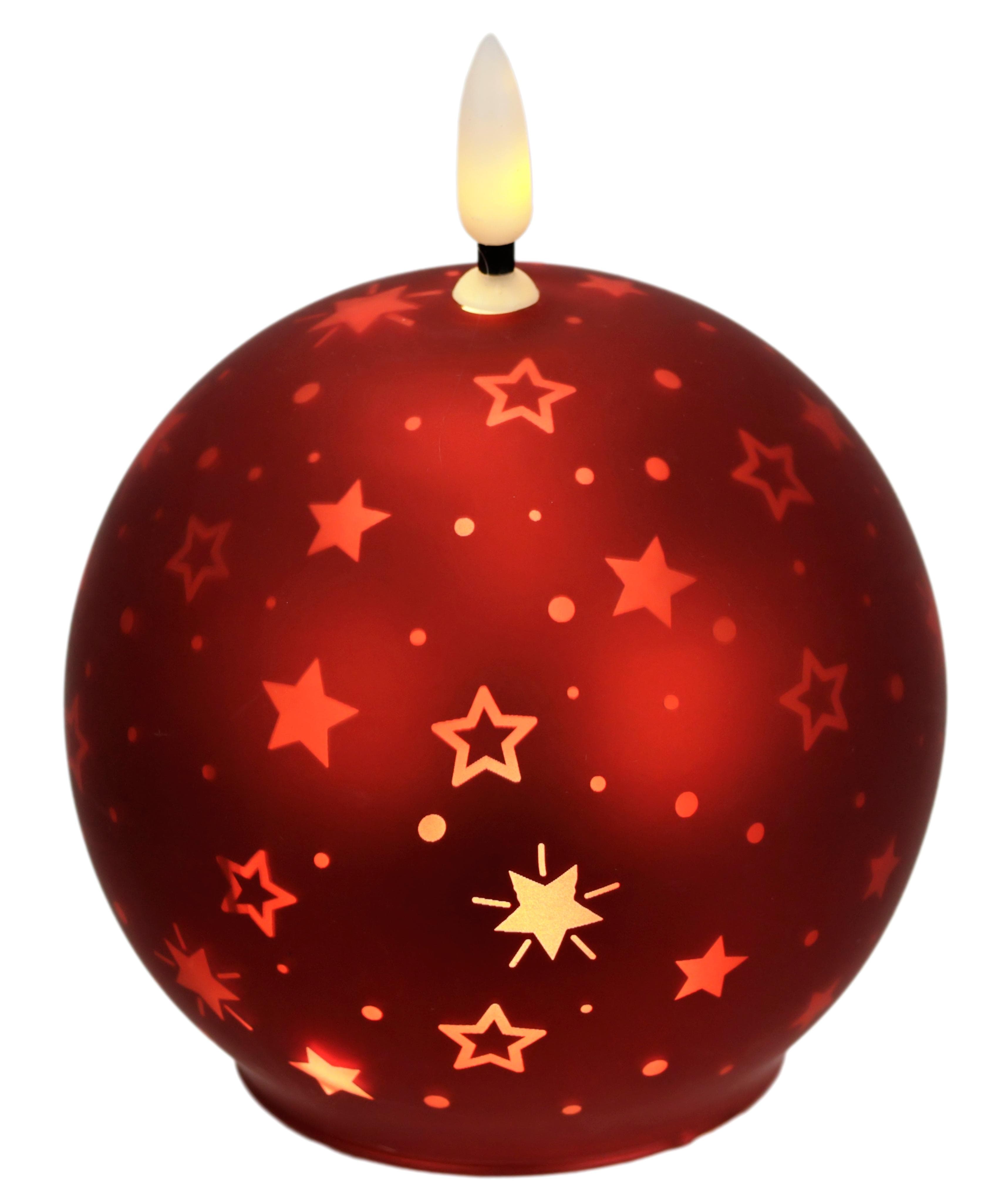 I.GE.A. LED-Kugelkerze B Rot 10cm Glas