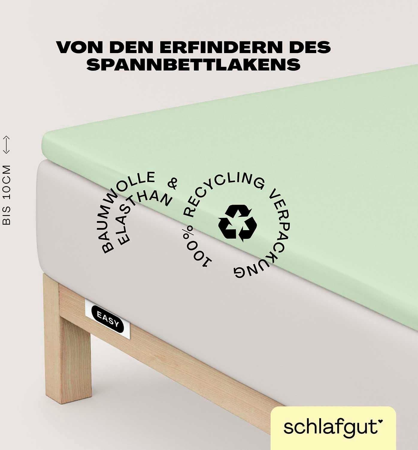Schlafgut Spannbettlaken EASY Jersey Elasthan Topper Grün MADE IN GREEN by OEKO-TEX®