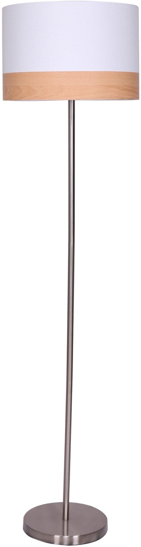 Salesfever Stehlampe Jannes Weiß Chrom Holzoptik