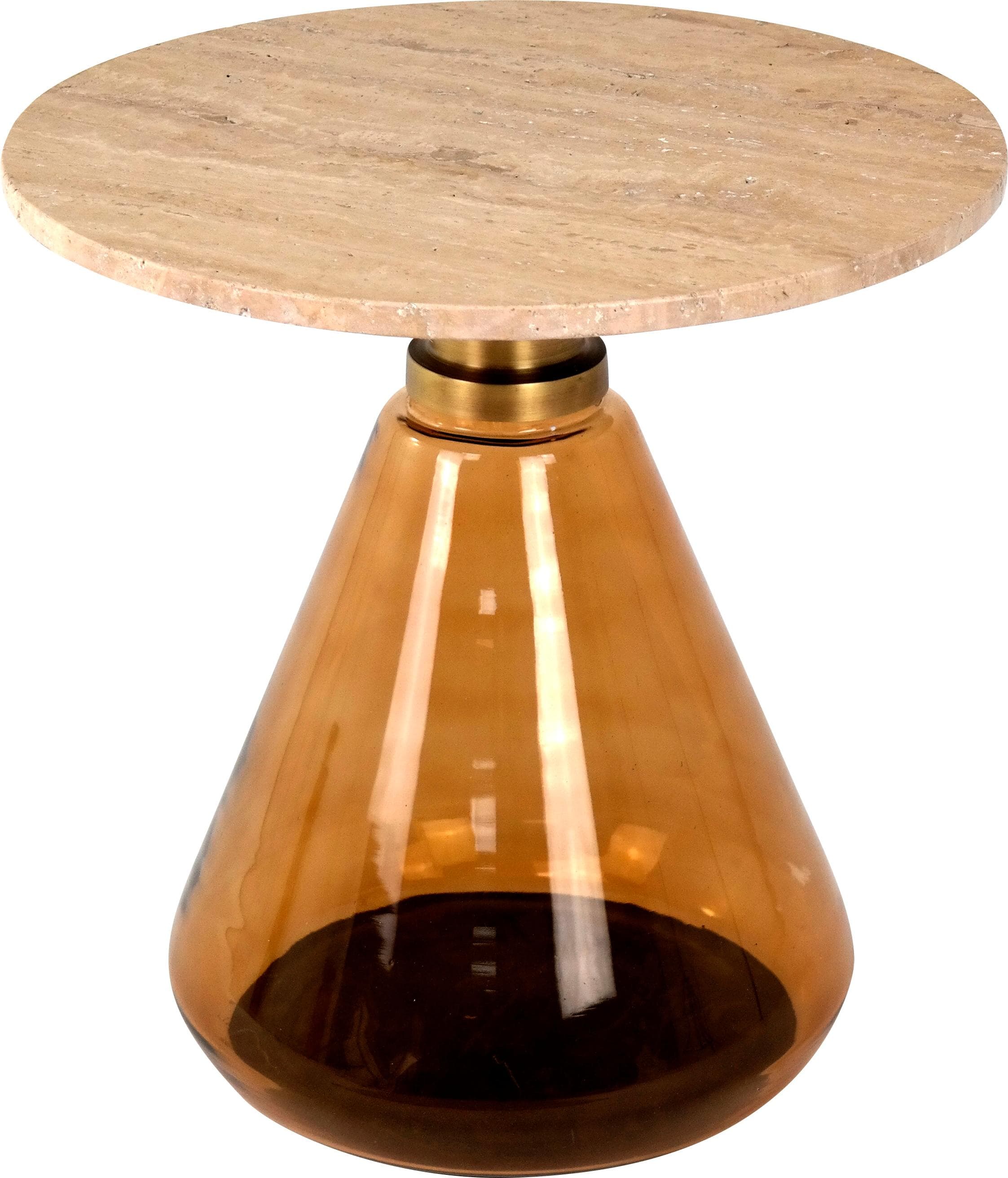 Beistelltisch PAROLI Marmor Glas Beige Bronze