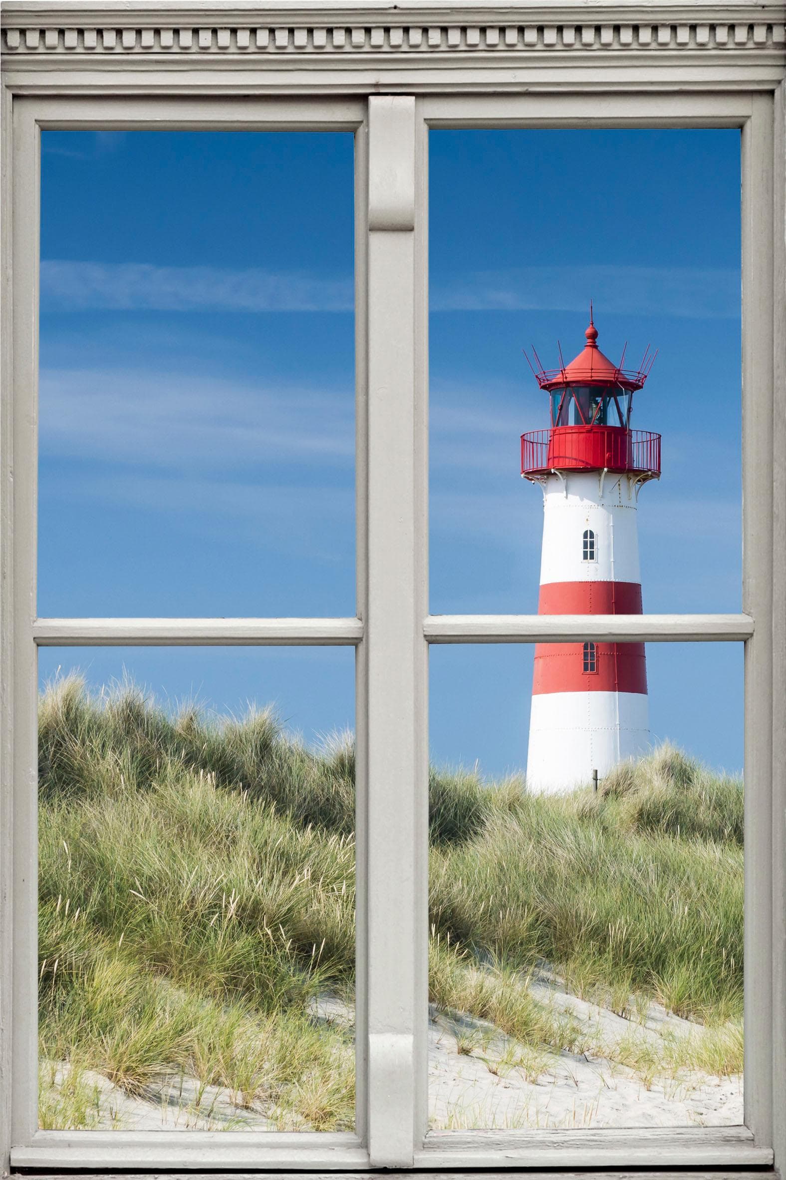 Wandsticker QUEENCE Leuchtturm Bunt Wandtattoo 3D Fenster