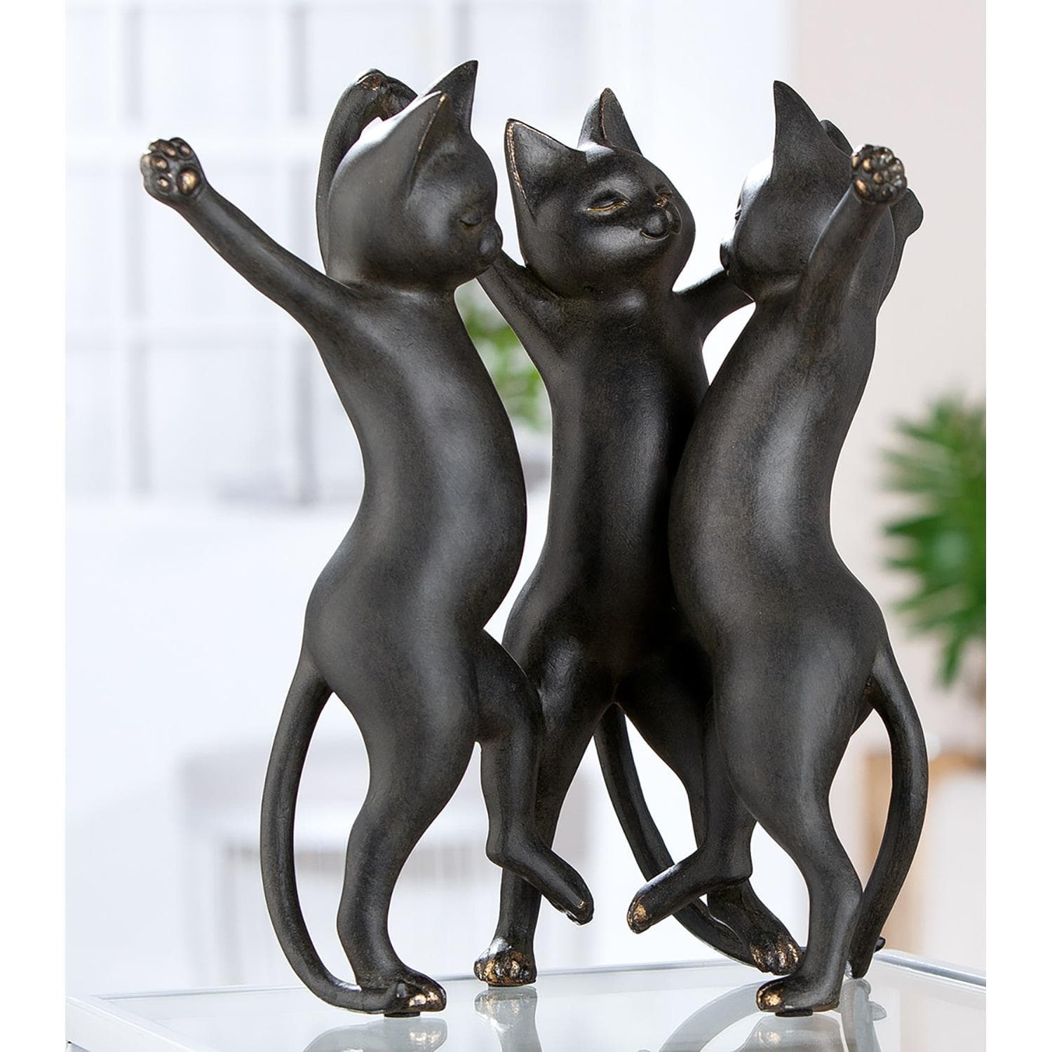 GILDE Tierfigur Katze Gatto-Trio Schwarz Kunstharz