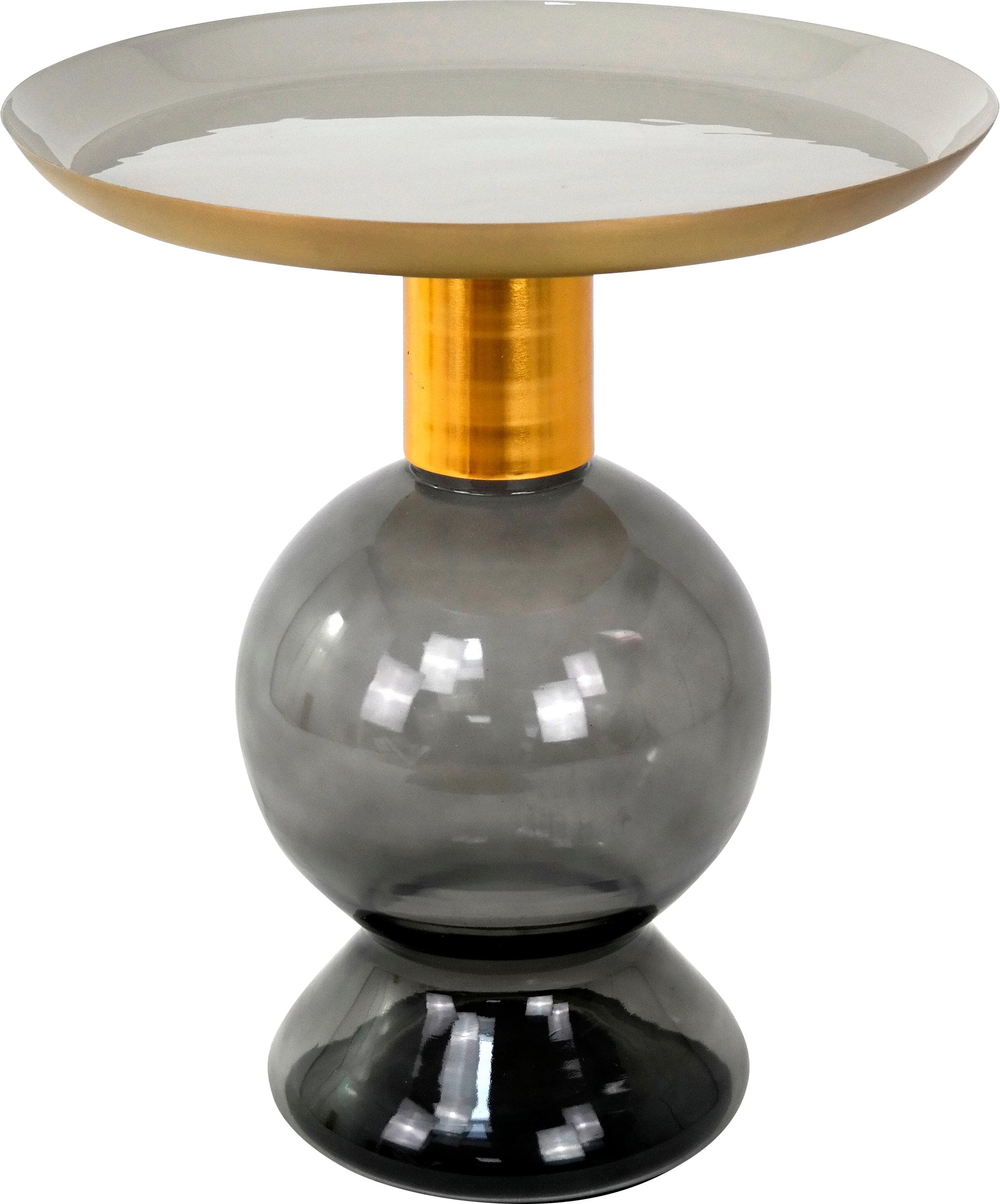 PAROLI Beistelltisch Rund Aluminium Glas Gold Anthrazit Weiß
