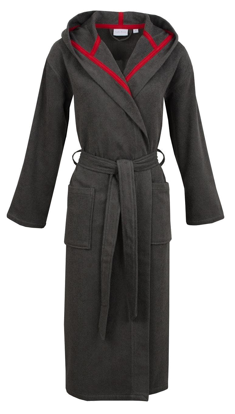 Unisex-Bademantel Carl Ross Frottier dunkelgrau rot
