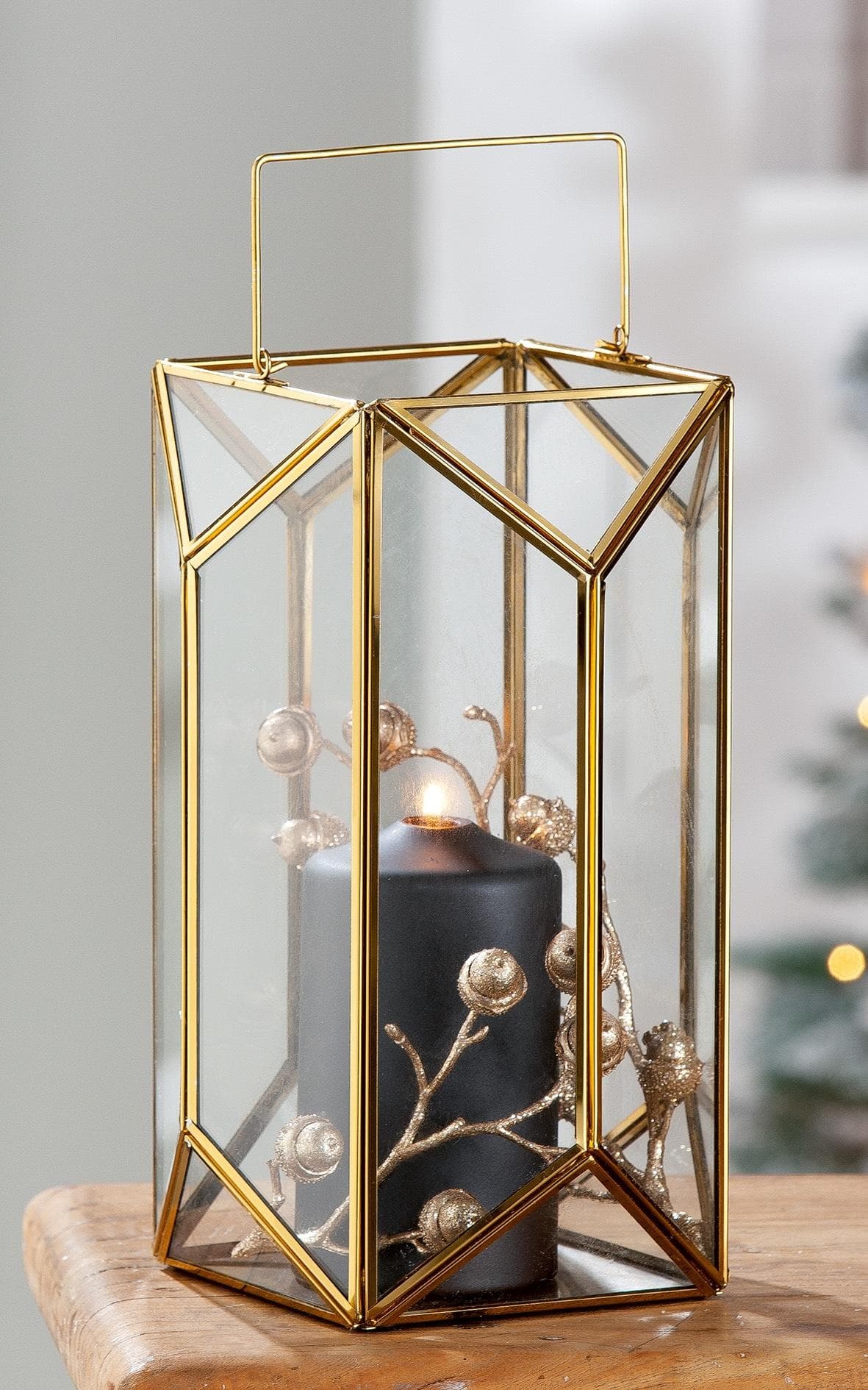 GILDE Windlicht Cozy Laterne Gold Glas Metall