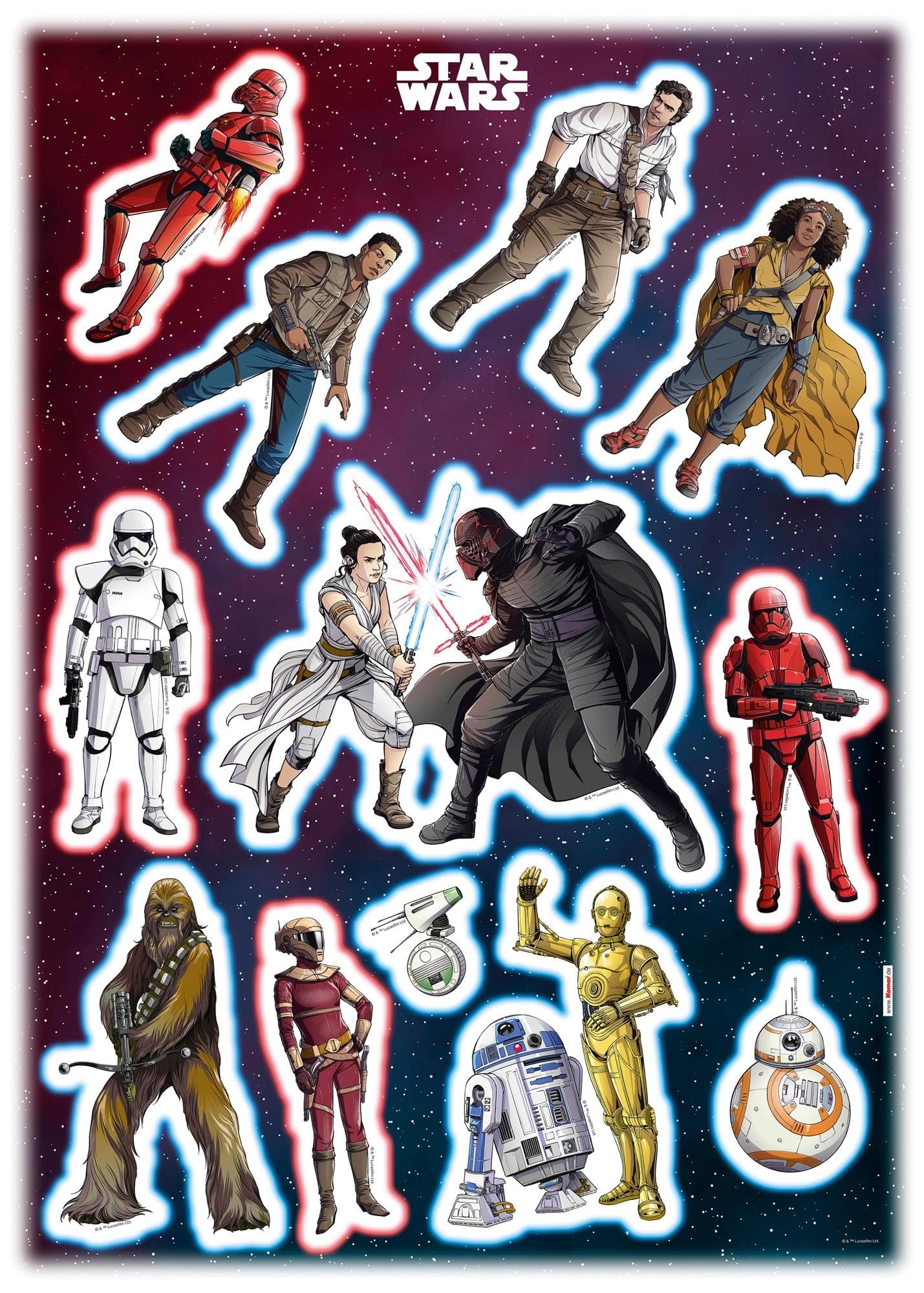 Komar Wandtattoo Star Wars Heroes Villains bunt