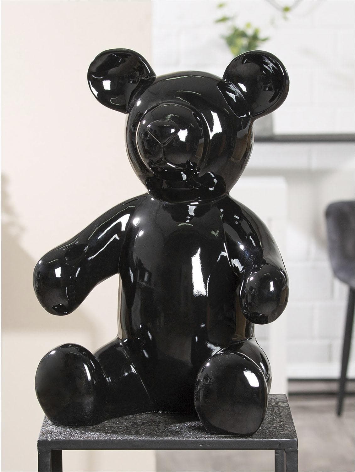 CASABLANCA BY GILDE Tierfigur Bär Skulptur Schwarz Kunstharz
