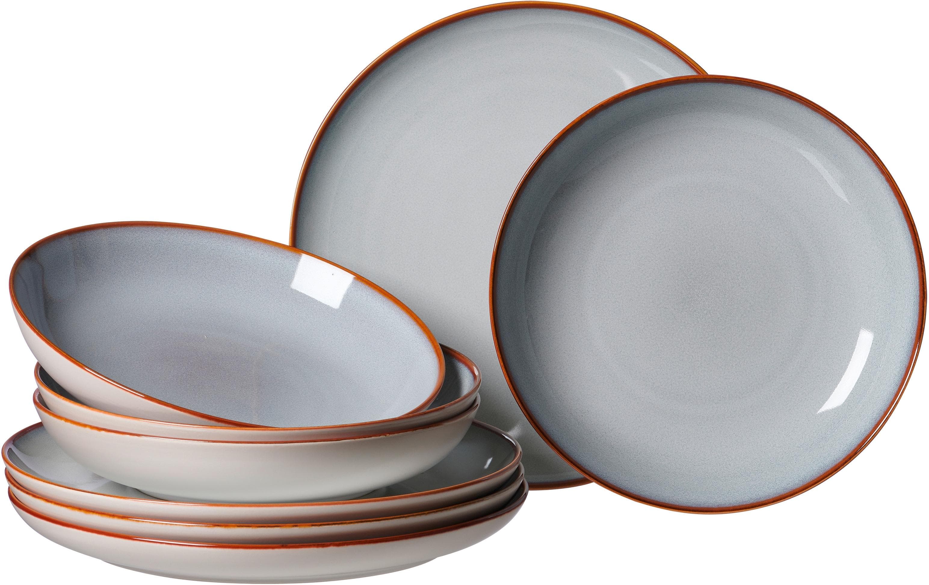 Ritzenhoff & Breker Tafelservice PORTOFINO 8er Set Grau-Braun Porzellan