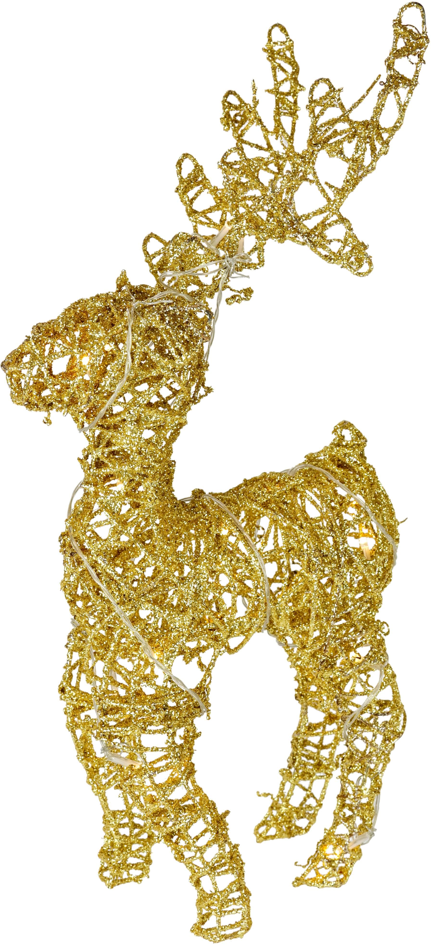 I.GE.A. LED-Dekofigur Rattan-Hirsch Gold Weihnachtsdeko