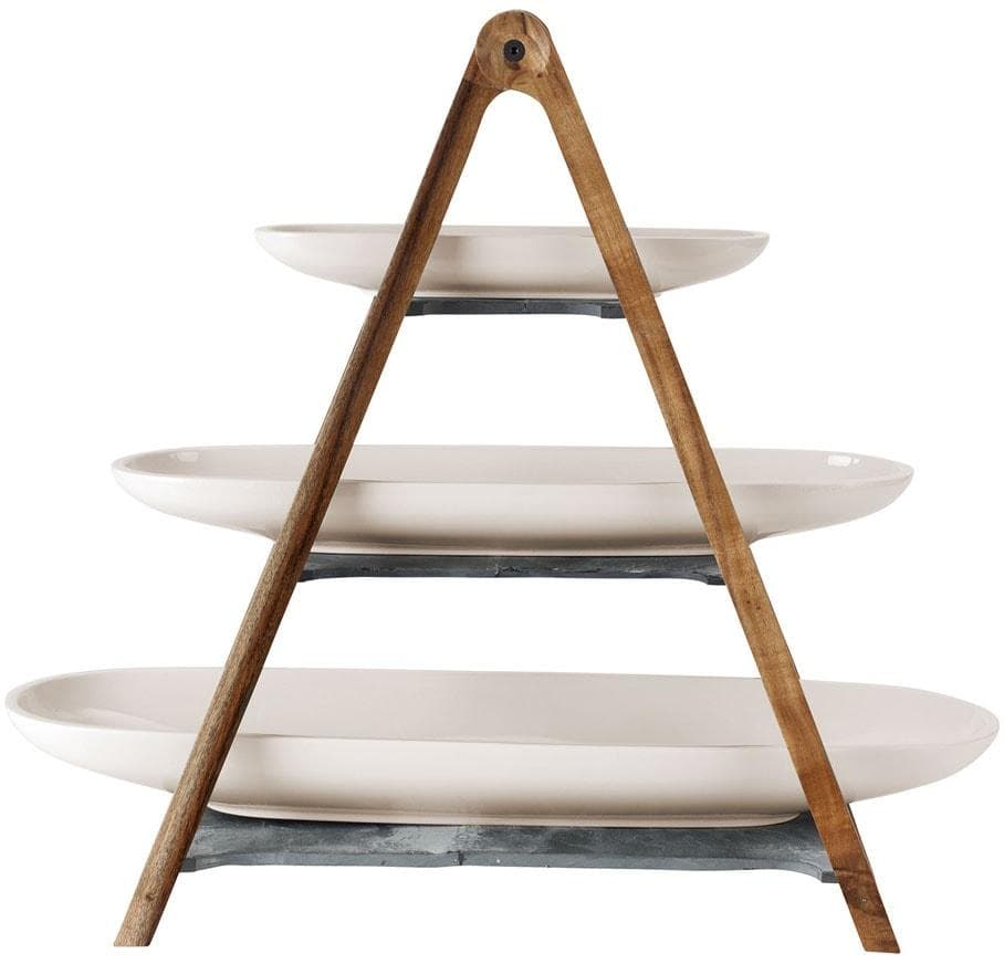 Villeroy & Boch Etagere Artesano Original Weiß Massivholz Porzellan Set