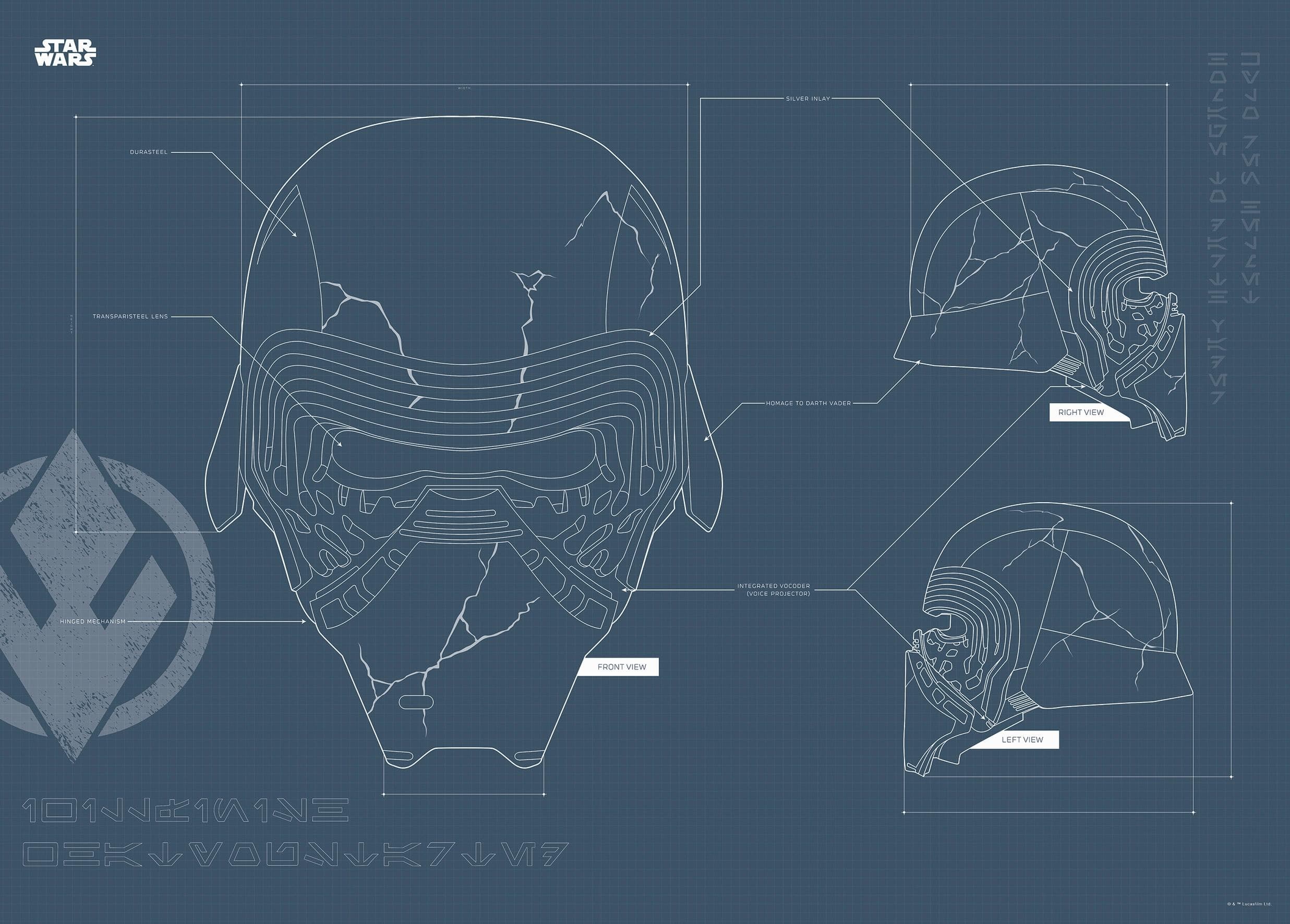 Komar Bild Star Wars Kylo Ren Helm schwarz-weiß 70x50 cm
