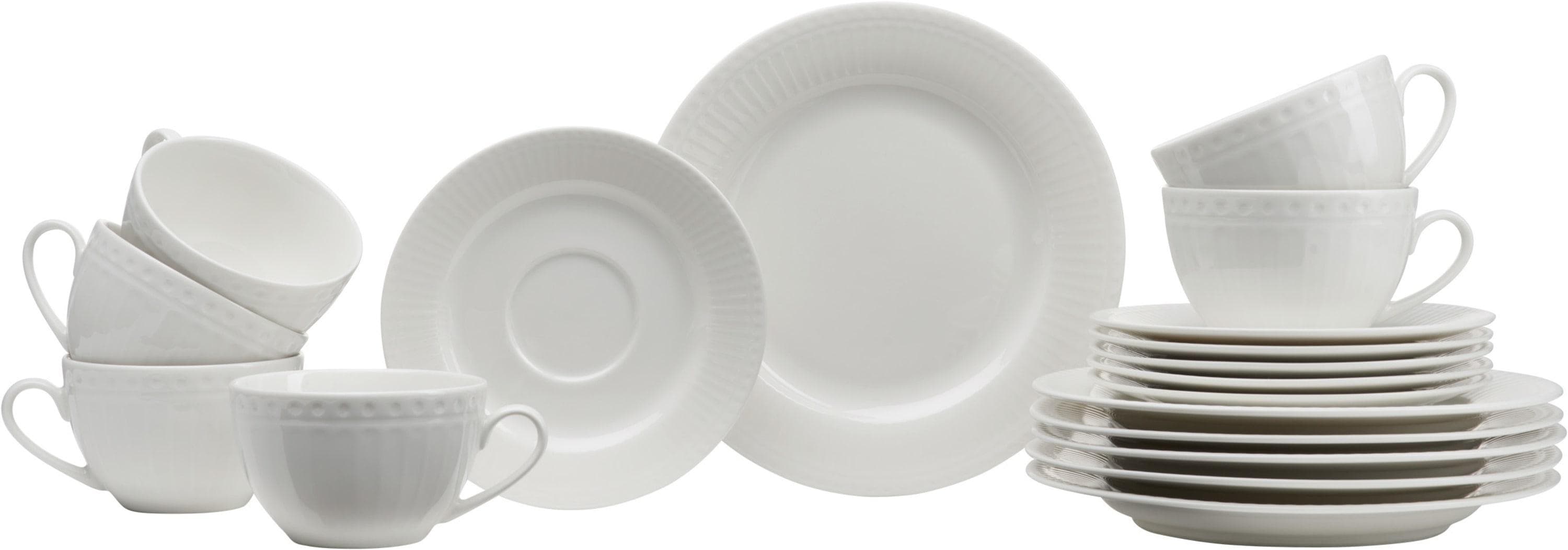 Ritzenhoff & Breker Kaffeeservice Sofia 18-tlg. Weiß Porzellan Reliefdekoration