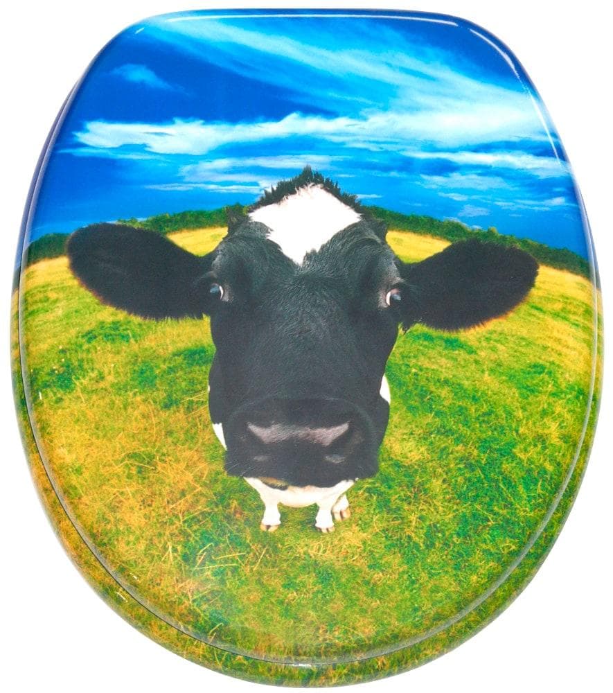 Sanilo WC-Sitz Kuh Schwarz/Grün/Blau mit Absenkautomatik