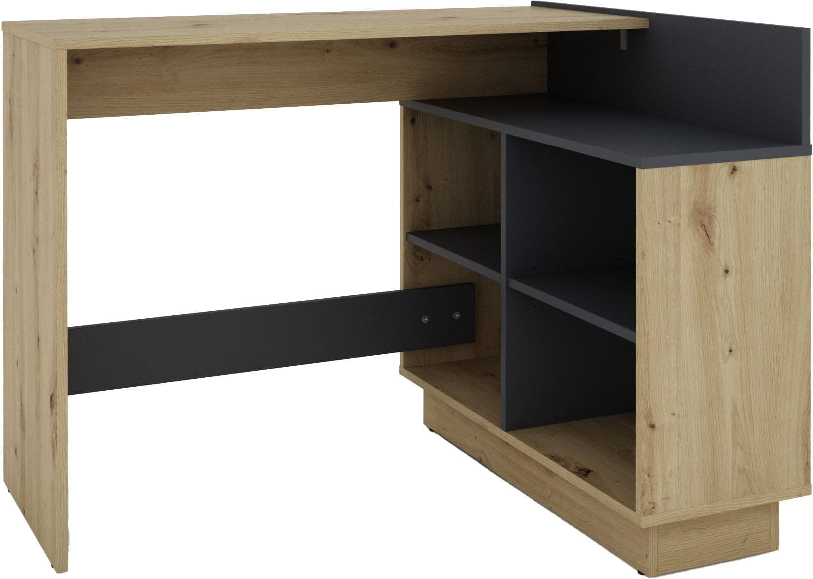 Eckschreibtisch BYLIVING Bern Artisan Eiche Graphit