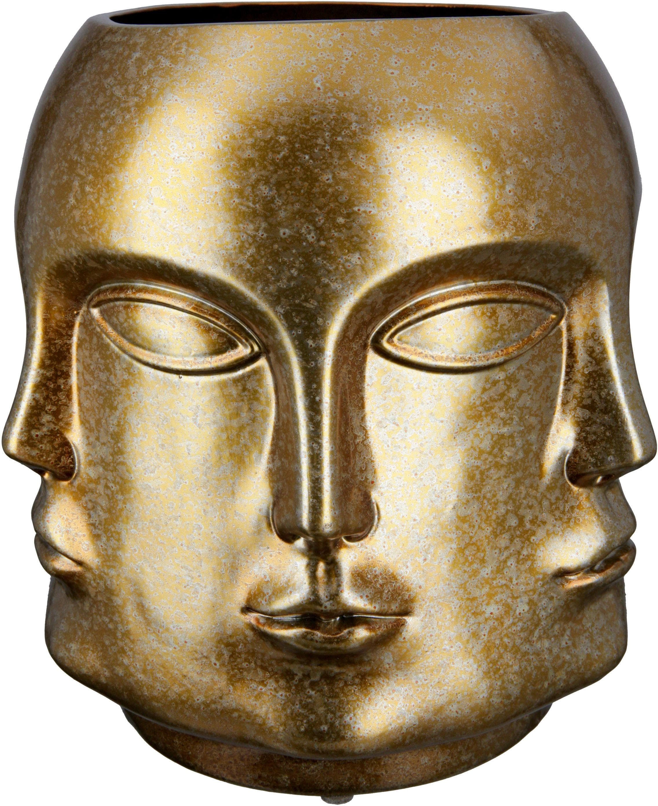 Tischvase CASABLANCA Crado gold Keramik Gesicht