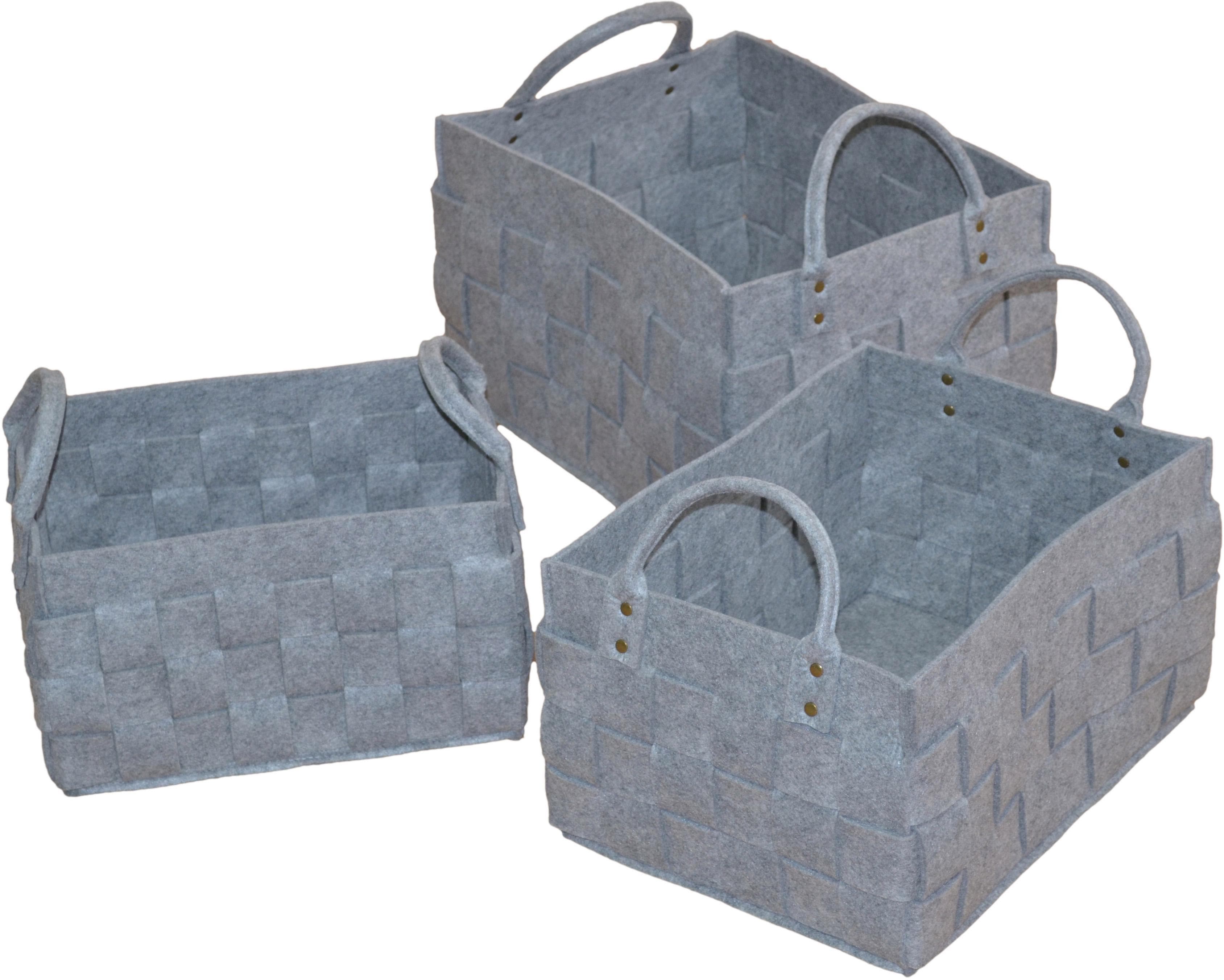 HOFMANN LIVING AND MORE Organizer Set 3-teilig Grau Polyester Filzoptik