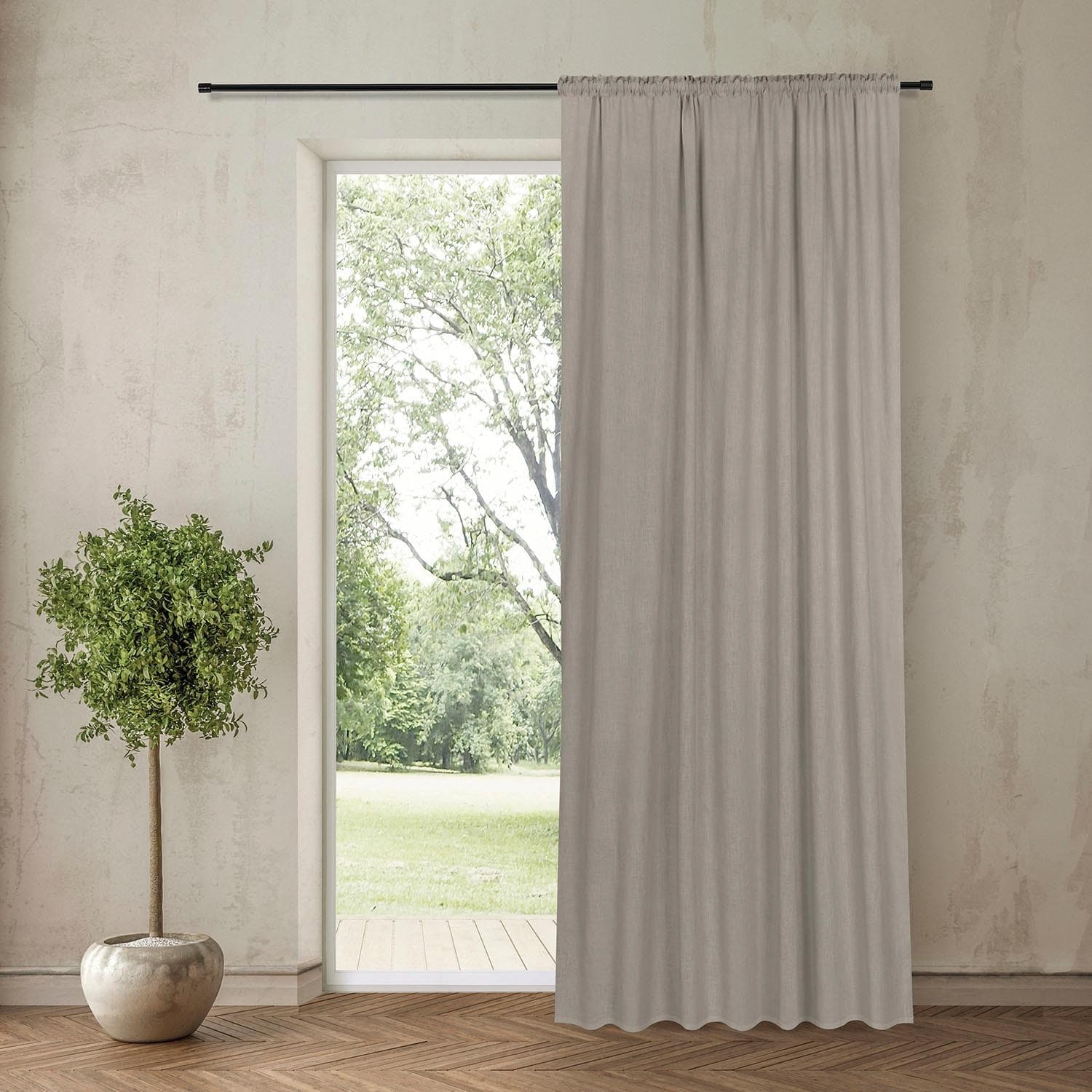 Gerster Vorhang Abra: Blickdichte Baumwoll/Leinen Gardine in Unifarben
