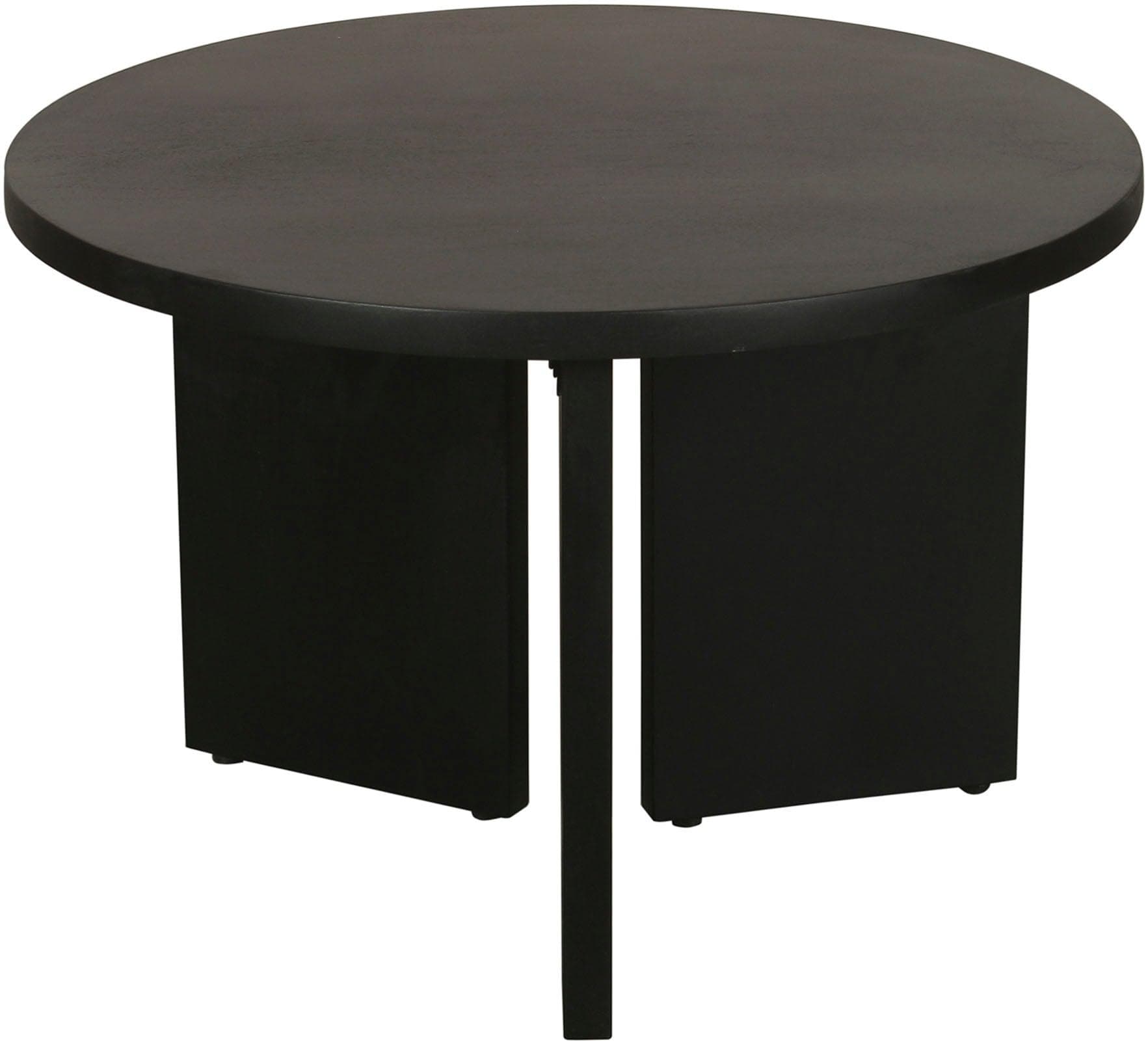 BYLIVING Couchtisch Round Schwarz Massivholz Akazie