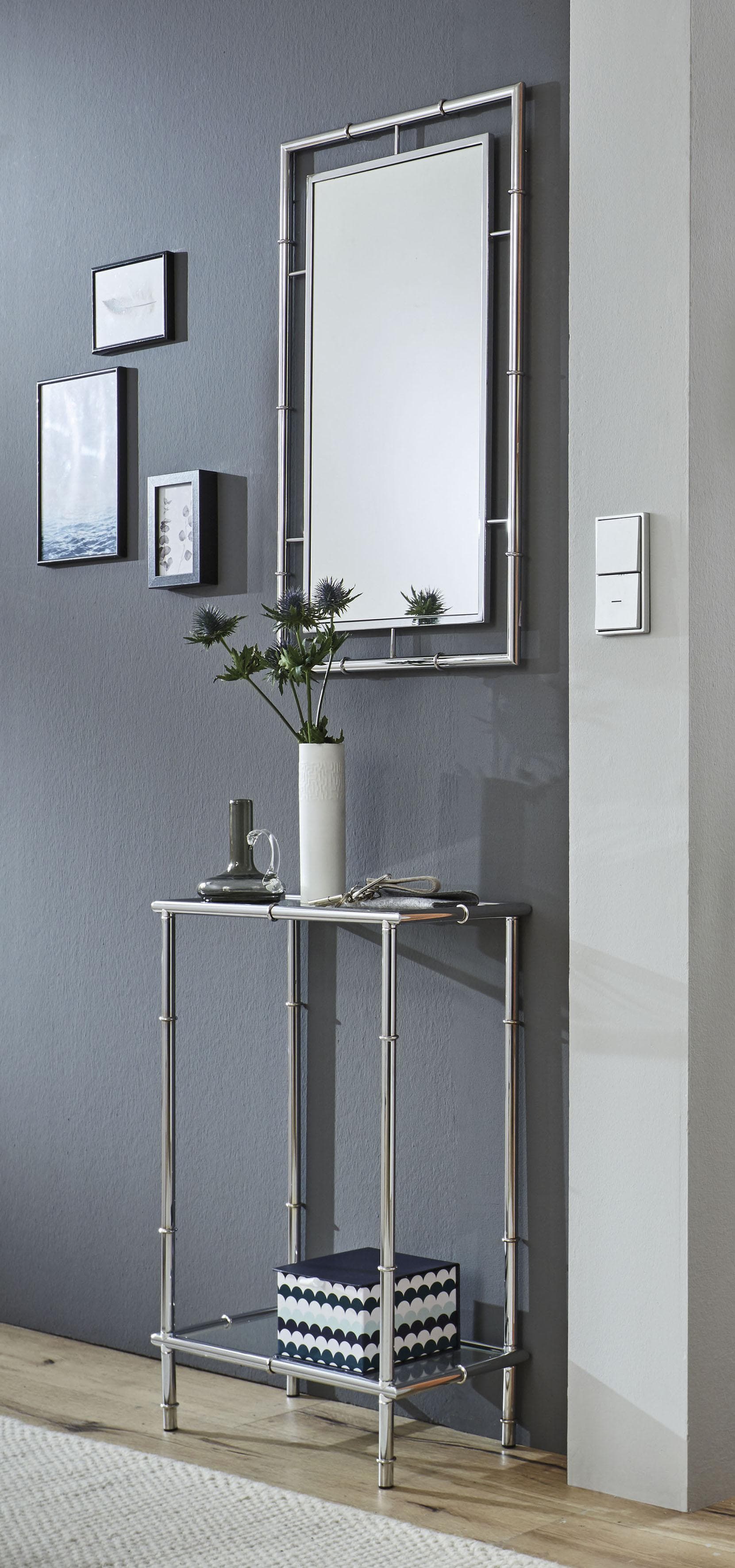 Grauer Konsolentisch mit Chrom-Finish