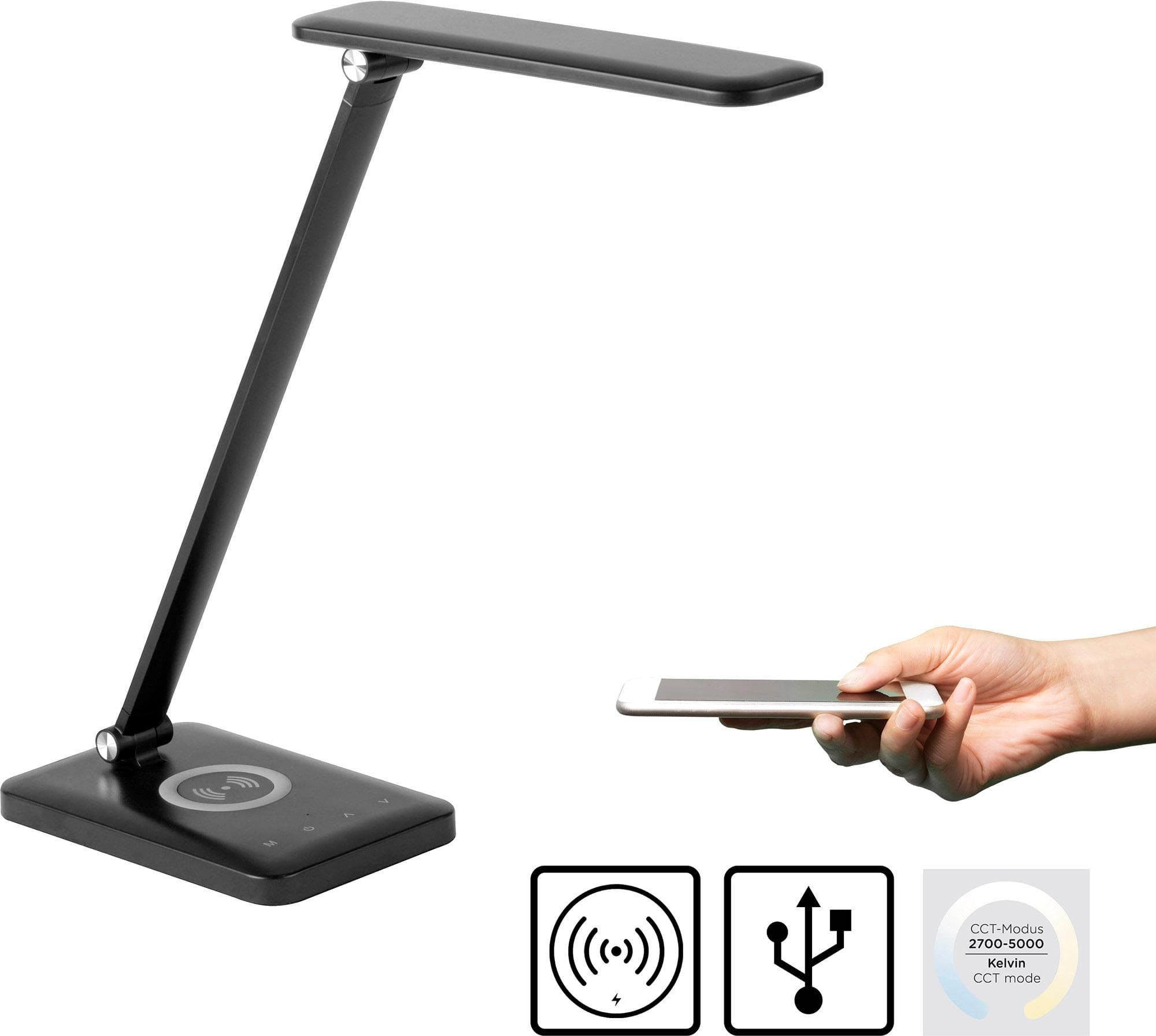 JUST LIGHT LED-Schreibtischleuchte Florentina Schwarz Dimmfunktion