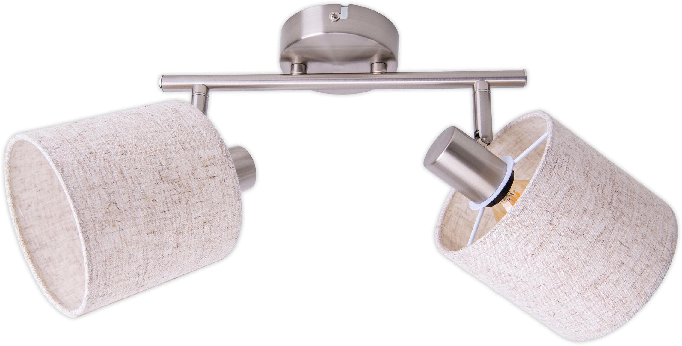 NÄVE Deckenleuchte Maron Beige Stahl Textil 2x E14