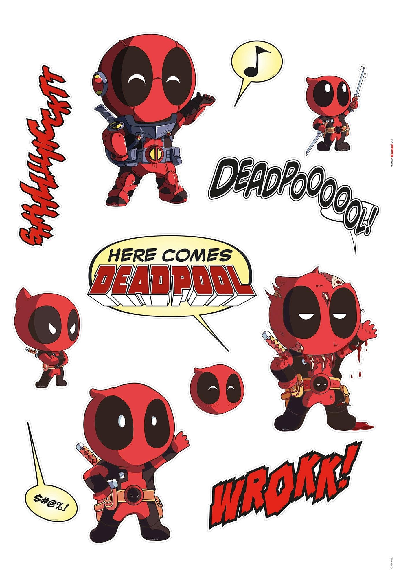 Komar Wandtattoo Deadpool Cute 50x70 cm rot schwarz