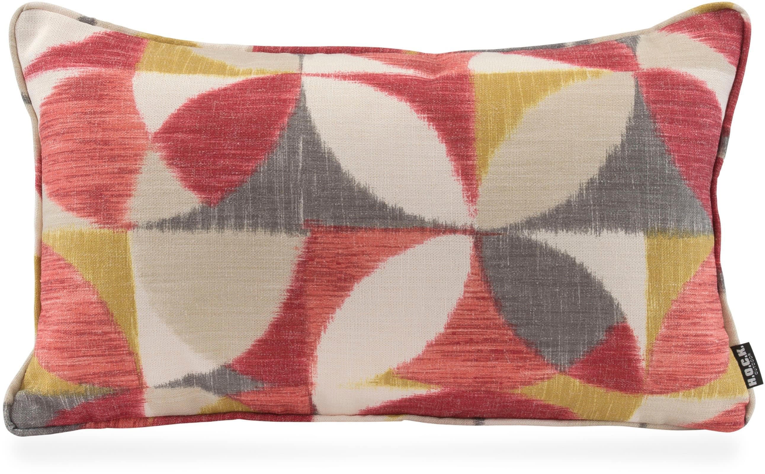 H.O.C.K. Dekokissen Marbella Wendekissen Retro-Muster Beige Grau Rot