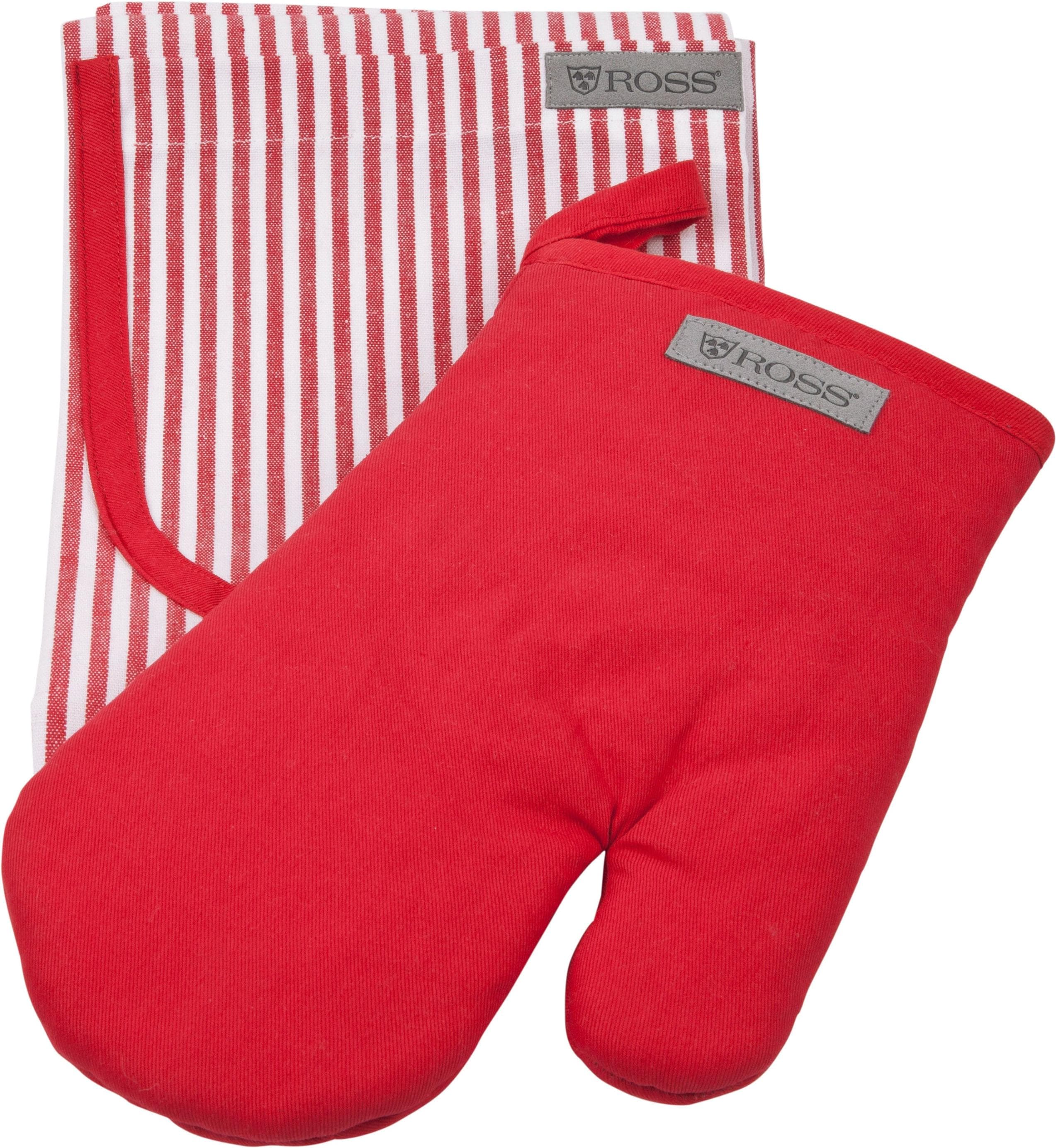 Grillhandschuhe ROSS Exclusiv Rot 100% Baumwolle inkl. Latzschürze