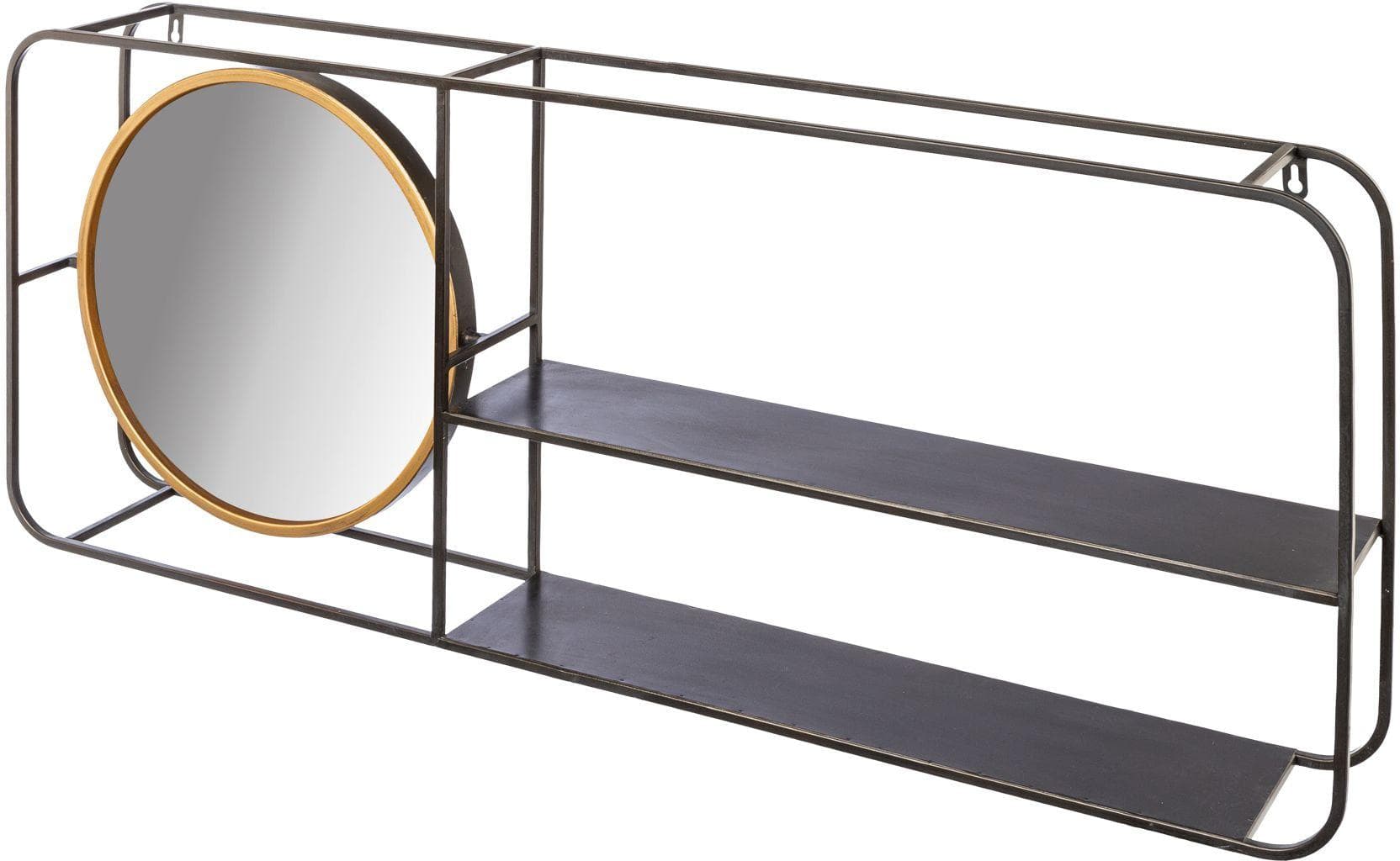 Hängeregal mit Spiegel schwarz Metall 100x40cm