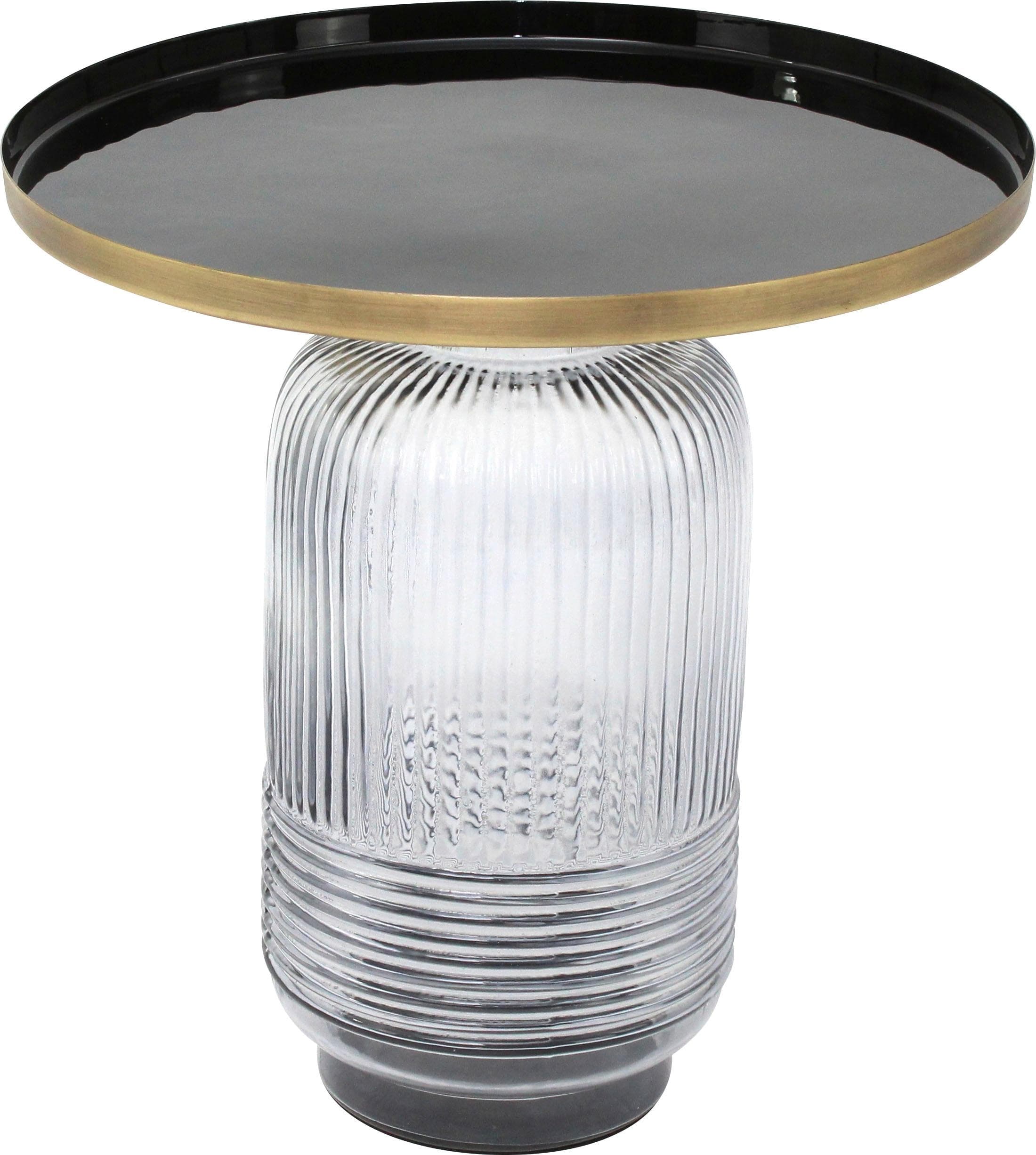 Concept GmbH Beistelltisch Messing emailliert mit geriffeltem Glas