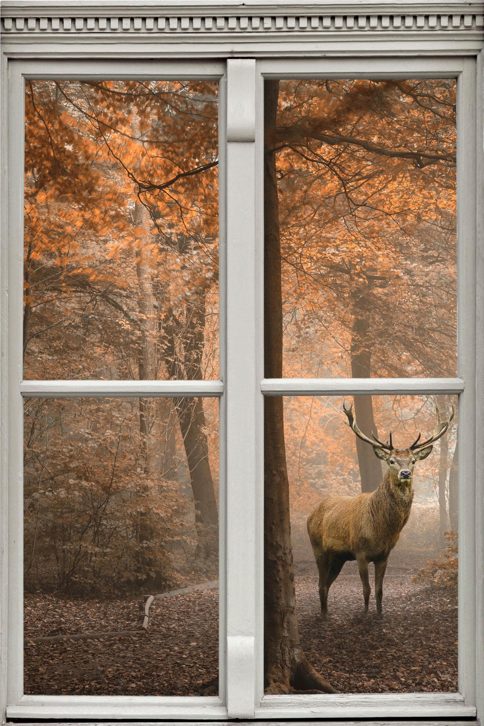 QUEENCE Wandsticker Hirsch Bunt 3D Selbstklebend