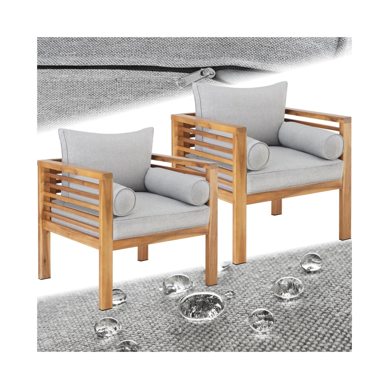 TecTake Garten-Loungesessel mit lasiertem Holzgestell