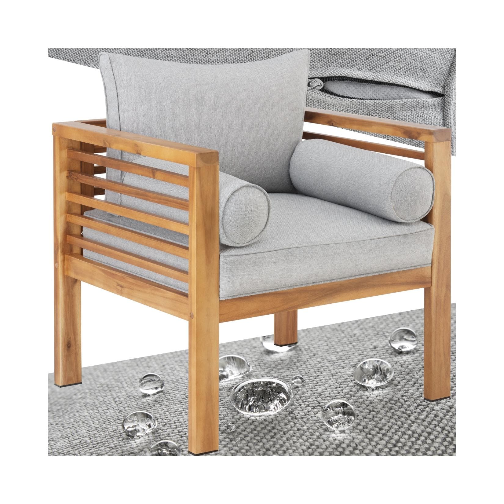 TecTake Garten-Loungesessel mit lasiertem Holzgestell