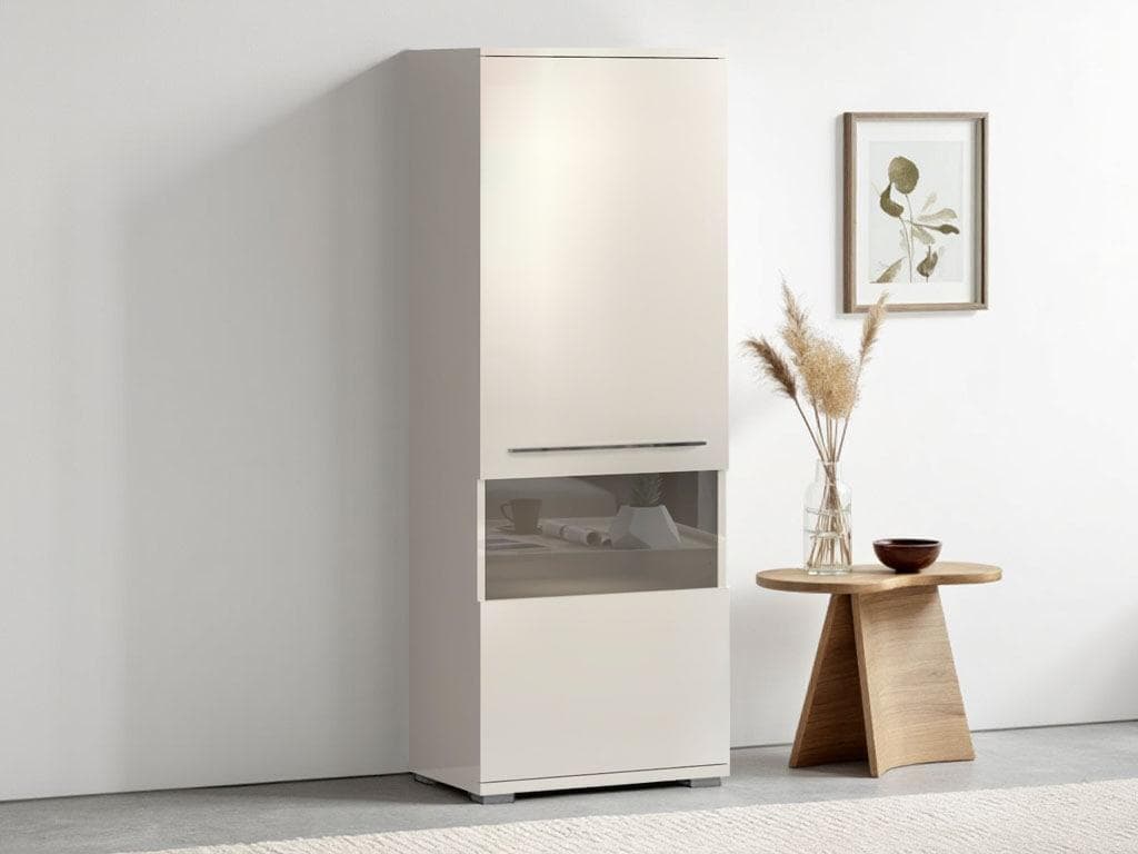 OTTO HOME Vitrine Piano Beige Hochglanz Soft-Close