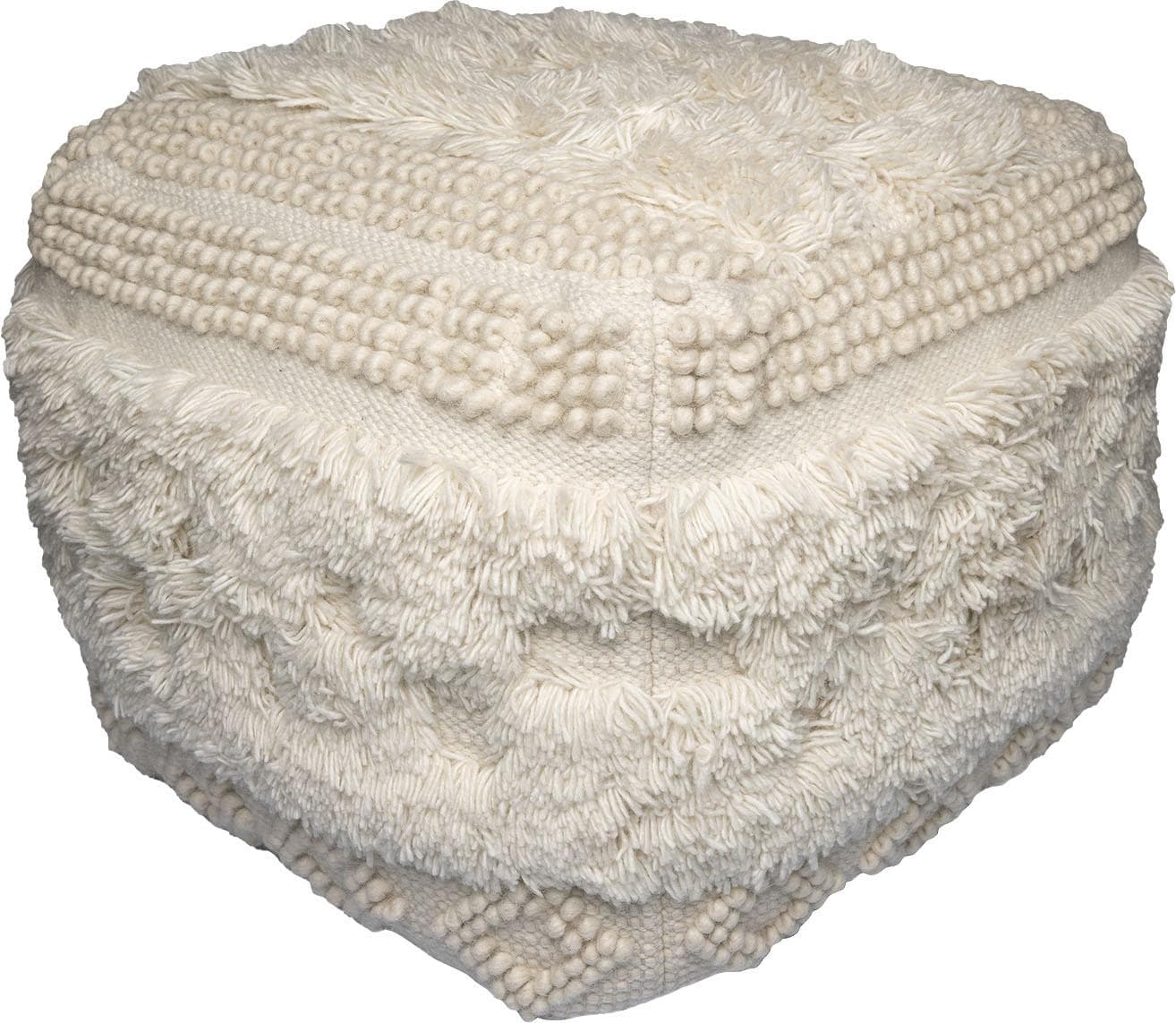 Kayoom Pouf Bohist 125 Beige Handgefertigt mit Fransen