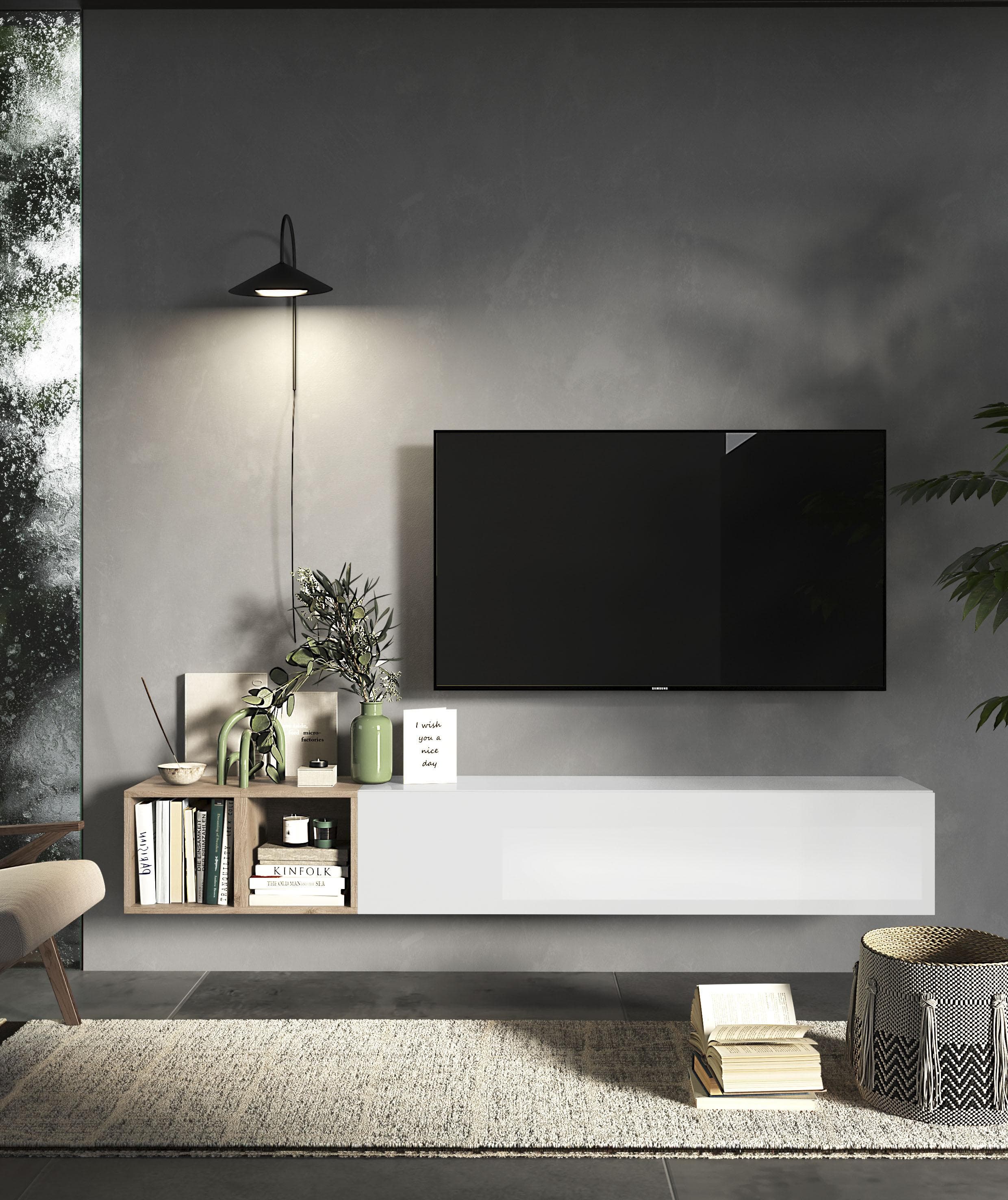 Home Affaire Infinity Wohnwand Set Weiß Eiche Hängend
