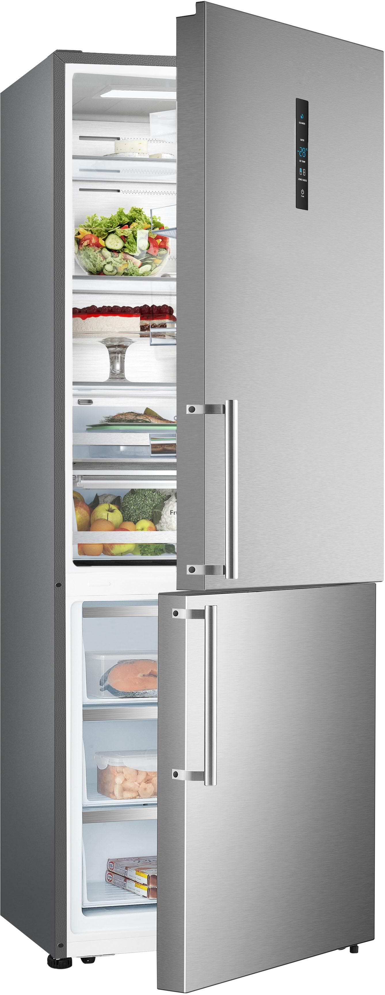 HANSEATIC Kühl-/Gefrierkombination HKGK20070BNFI Edelstahl