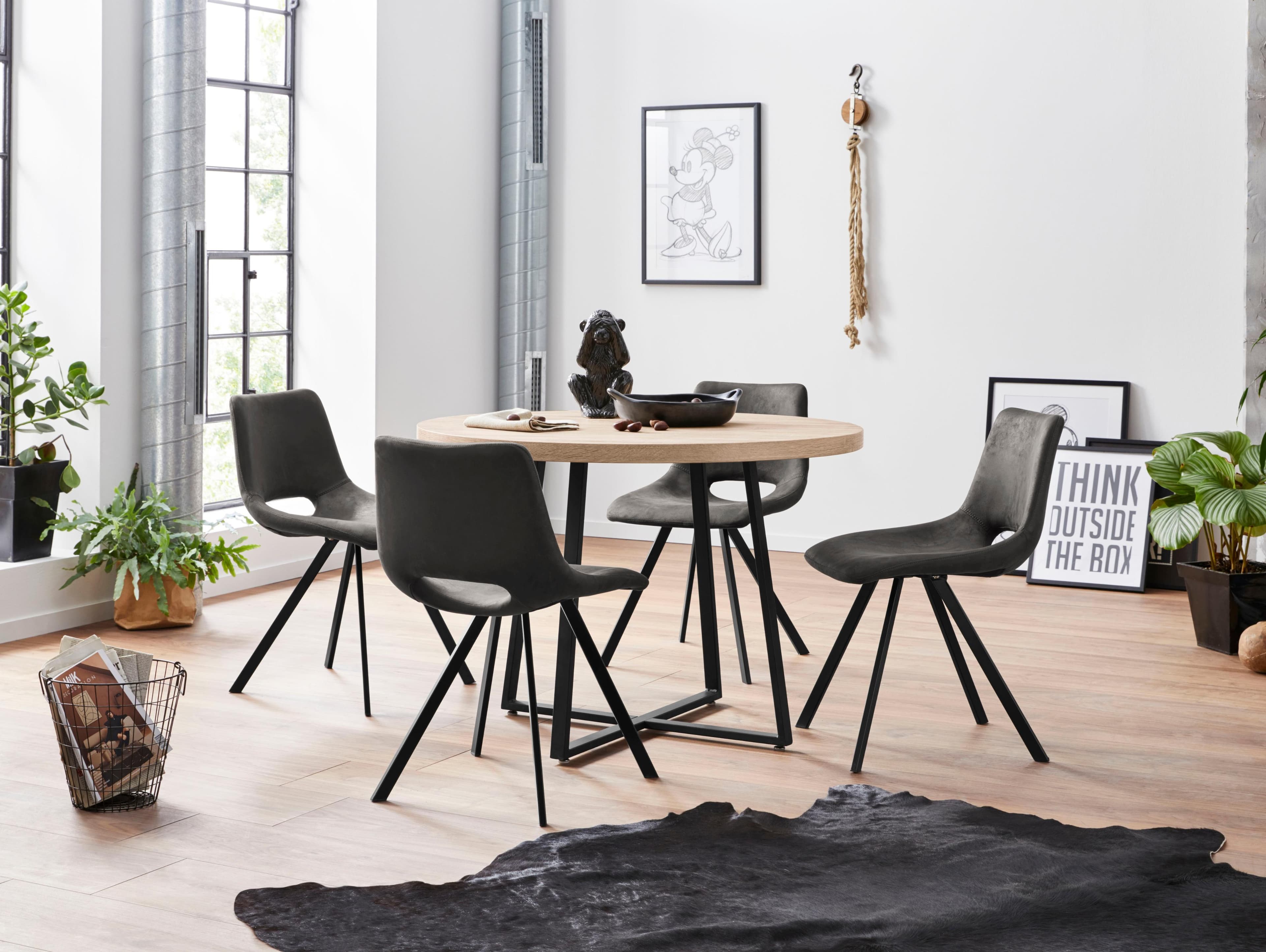 OTTO HOME Essgruppe Grau Eiche 4-tlg. mit Stühlen