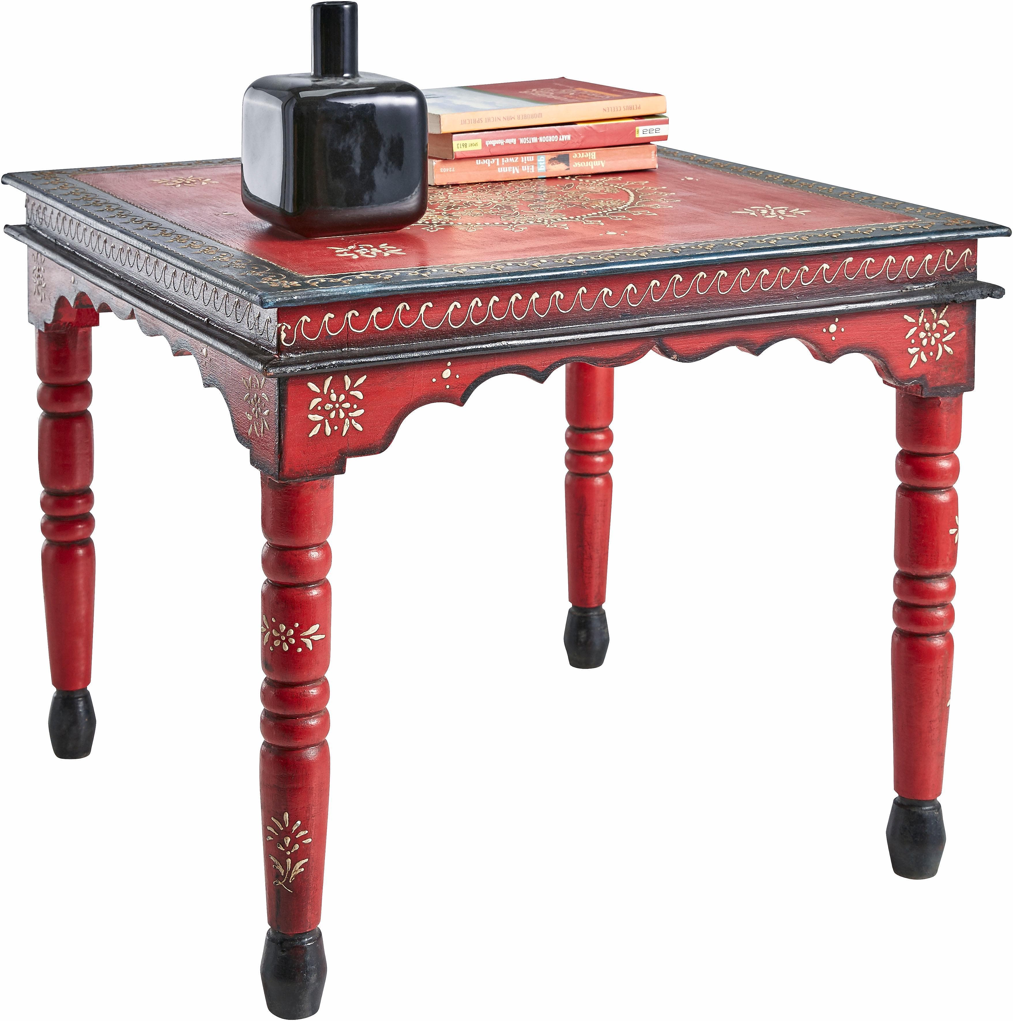 Beistelltisch OTTO HOME Bunt Rot Handbemalt Vintage