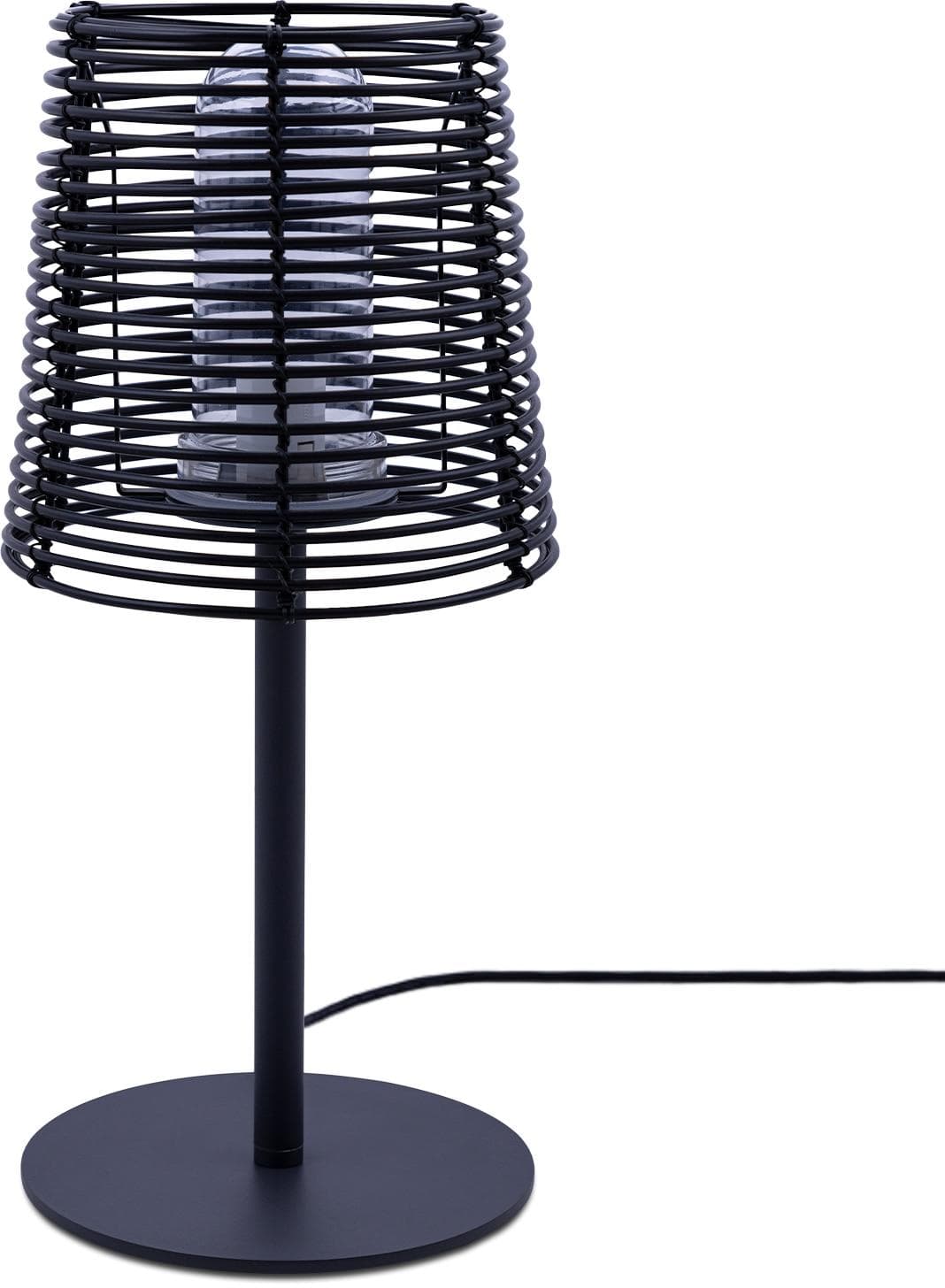 PACO HOME Tischleuchte JAD In- & Outdoor Grau Rattan-Optik