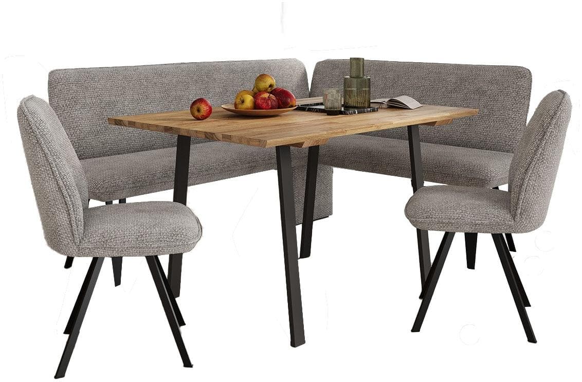 OTTO HOME Eckbankgruppe Mily Grau/Schwarz mit Tisch und Stühlen