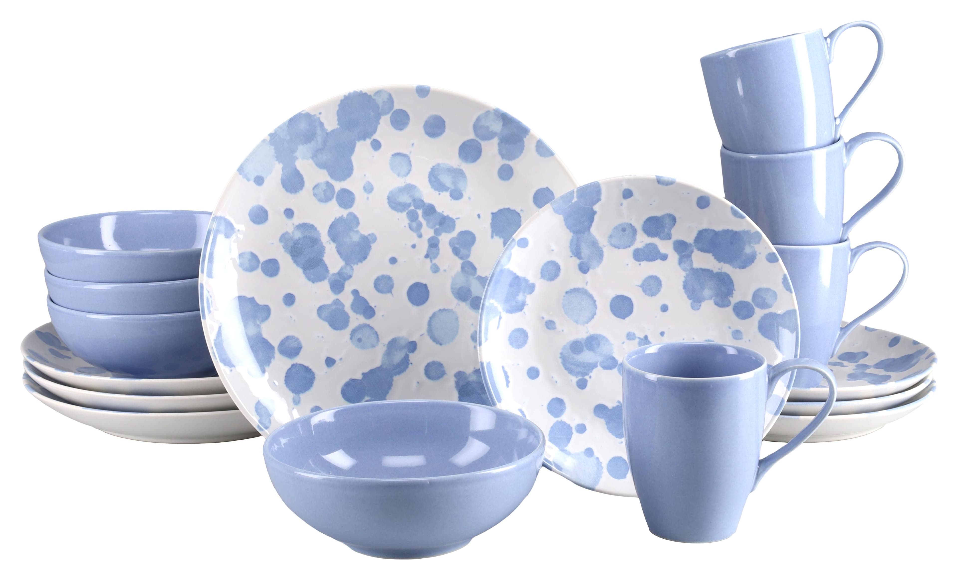 Kombiservice S.OLIVER Fennja Blau 16-tlg. Steinzeug Geschirr-Set