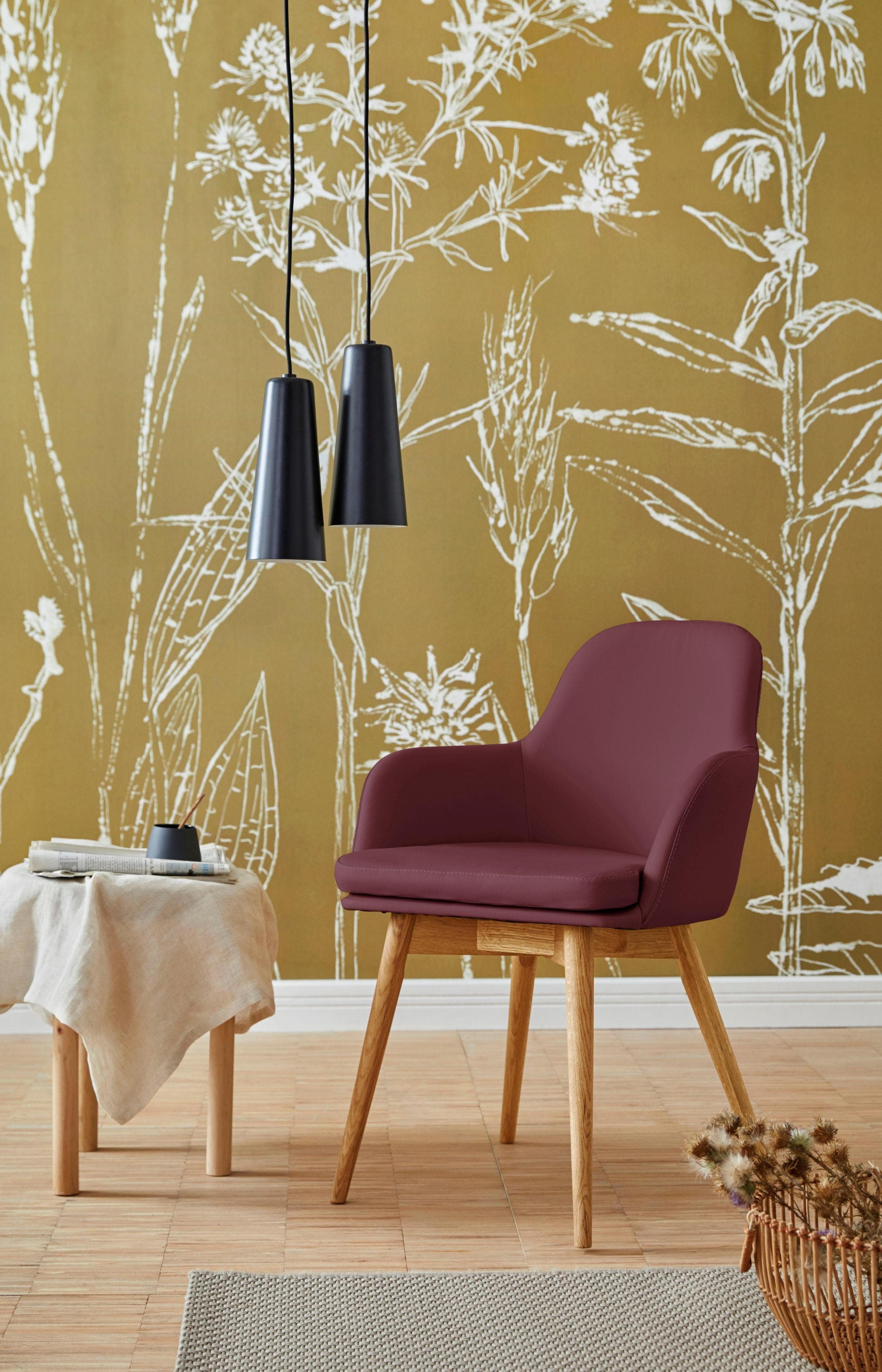 OTTO HOME Livry Armlehnstuhl Bordeaux NaturLEDER Eiche
